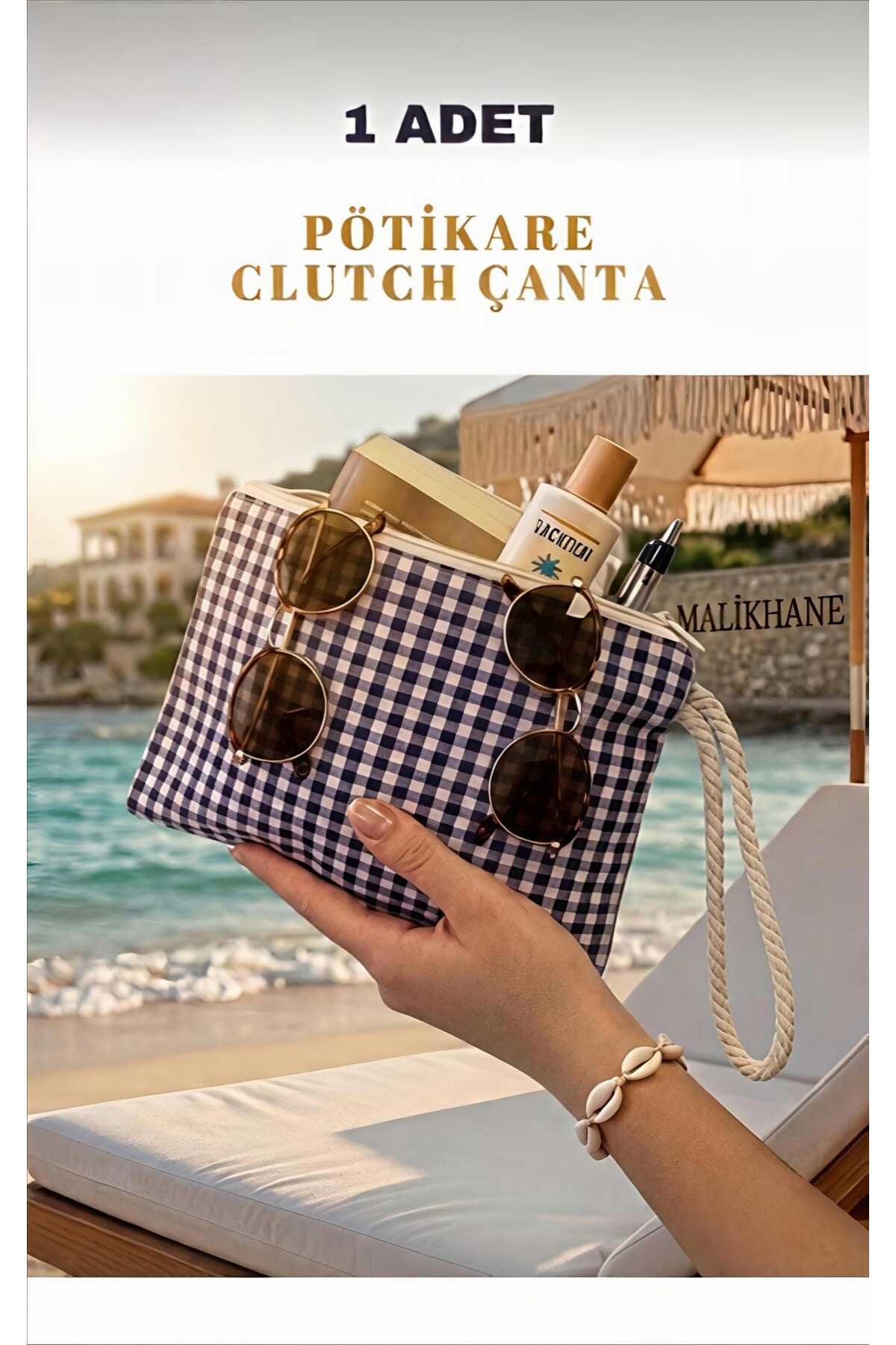 ALERSS Clutch Çanta - Makyaj Portföy Çantası - Cüzdan - Kalemlik - Pötikare Çanta