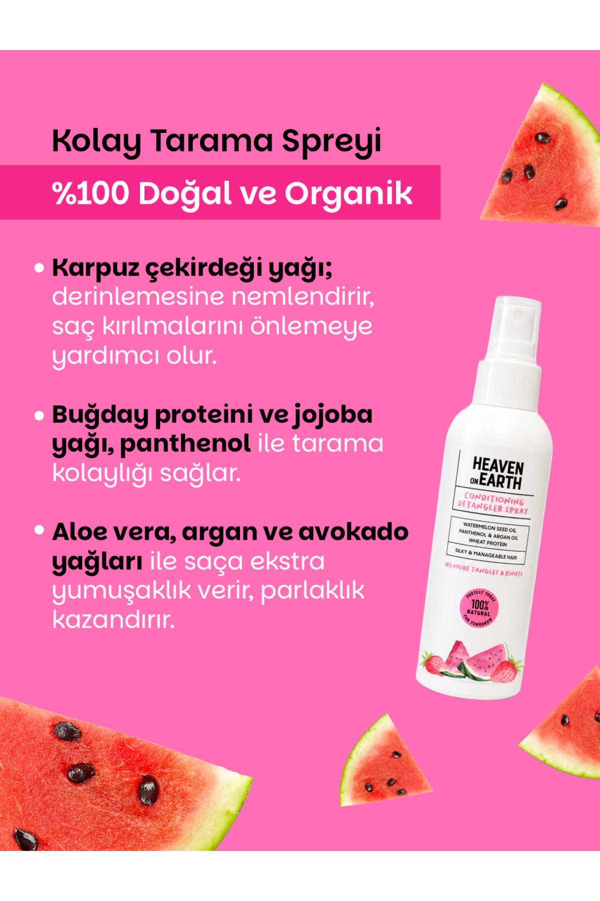 %100 Doğal ve Organik Içerikli Kolay Saç Tarama Spreyi-150 ml — 8683148624288 — تصویر 4 از 9