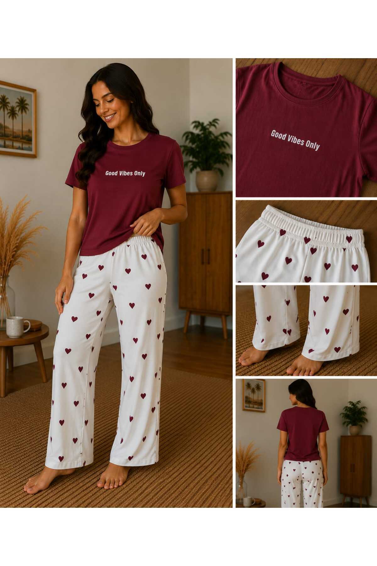 VAKİATR Women's Pajama Set Women's Modal Fabric Luxury Pajama Set Silky Textured Extra Soft Comfortable Cut