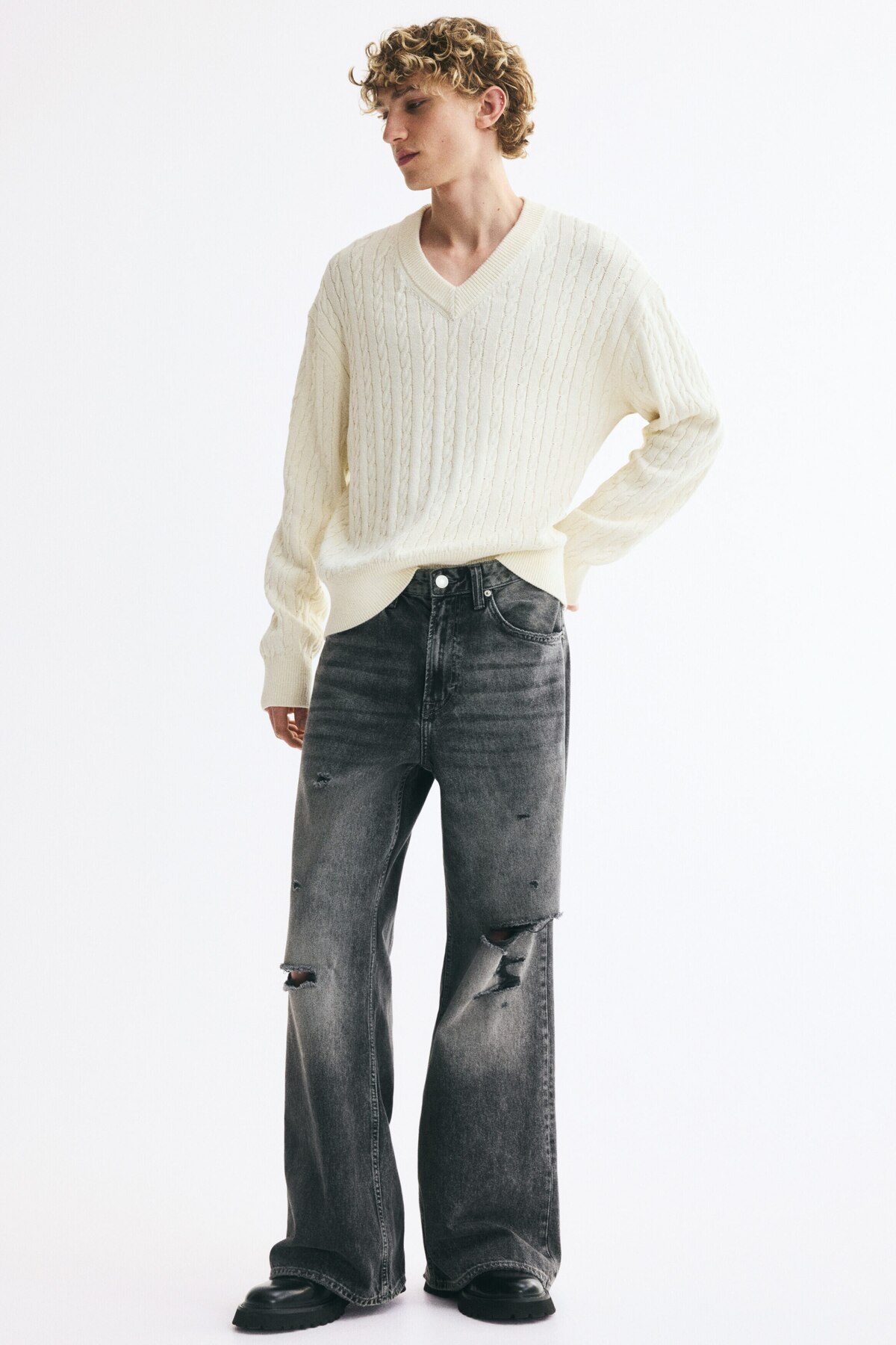 شلوار جین گشاد و بوت کات اچ اند ام شلوار جین H&M