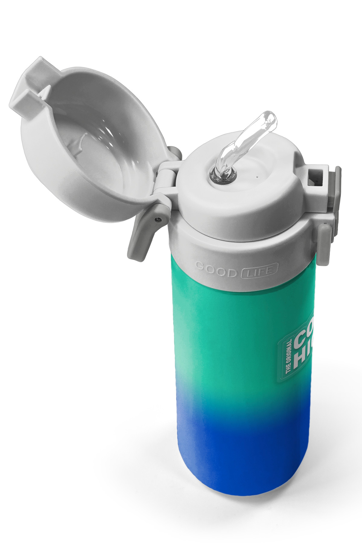 Kids Yeşil Saks Renk Geçişli Pipetli ve Direkt İçim Çelik Termos 500 ml 31839