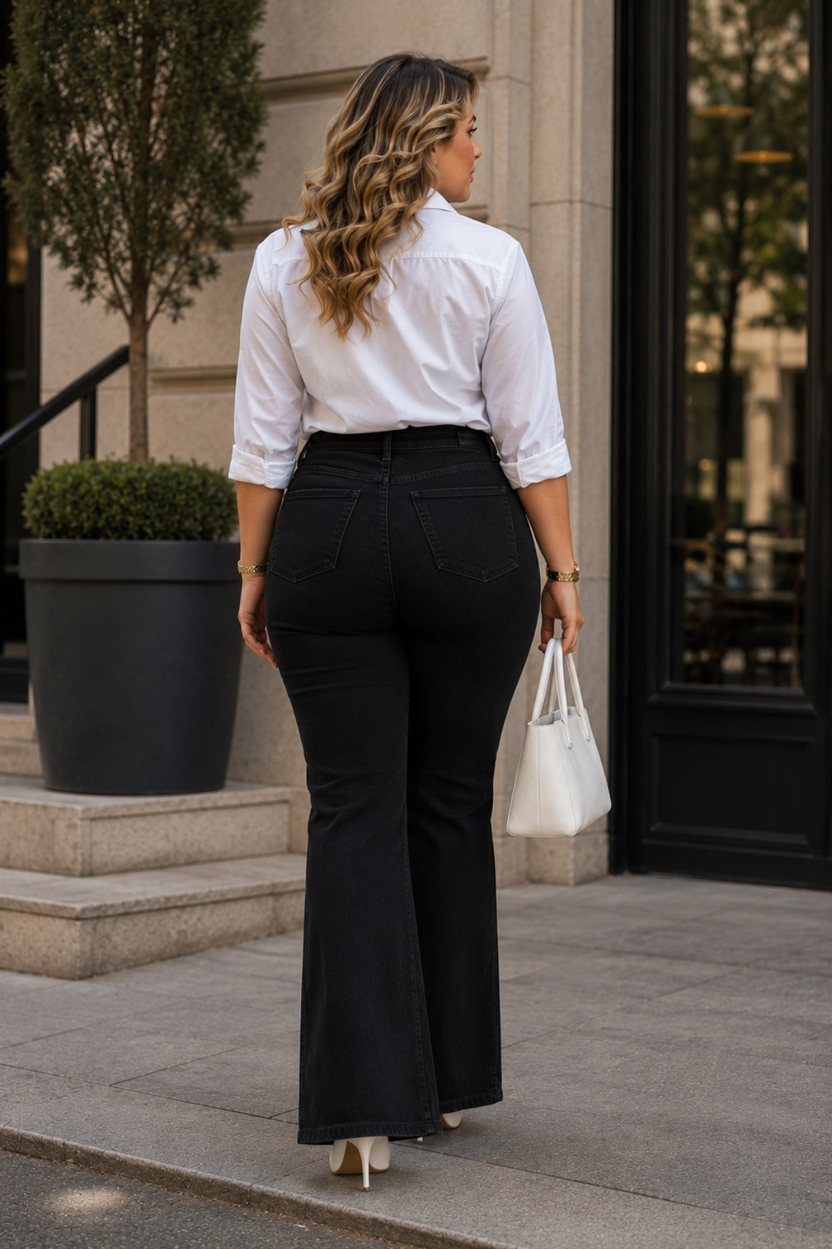 CEDY DENIM - Kadın Büyük Beden İspanyol Paça Yüksek Bel Skinny Fit Likralı Pantolon C628 görsel 7