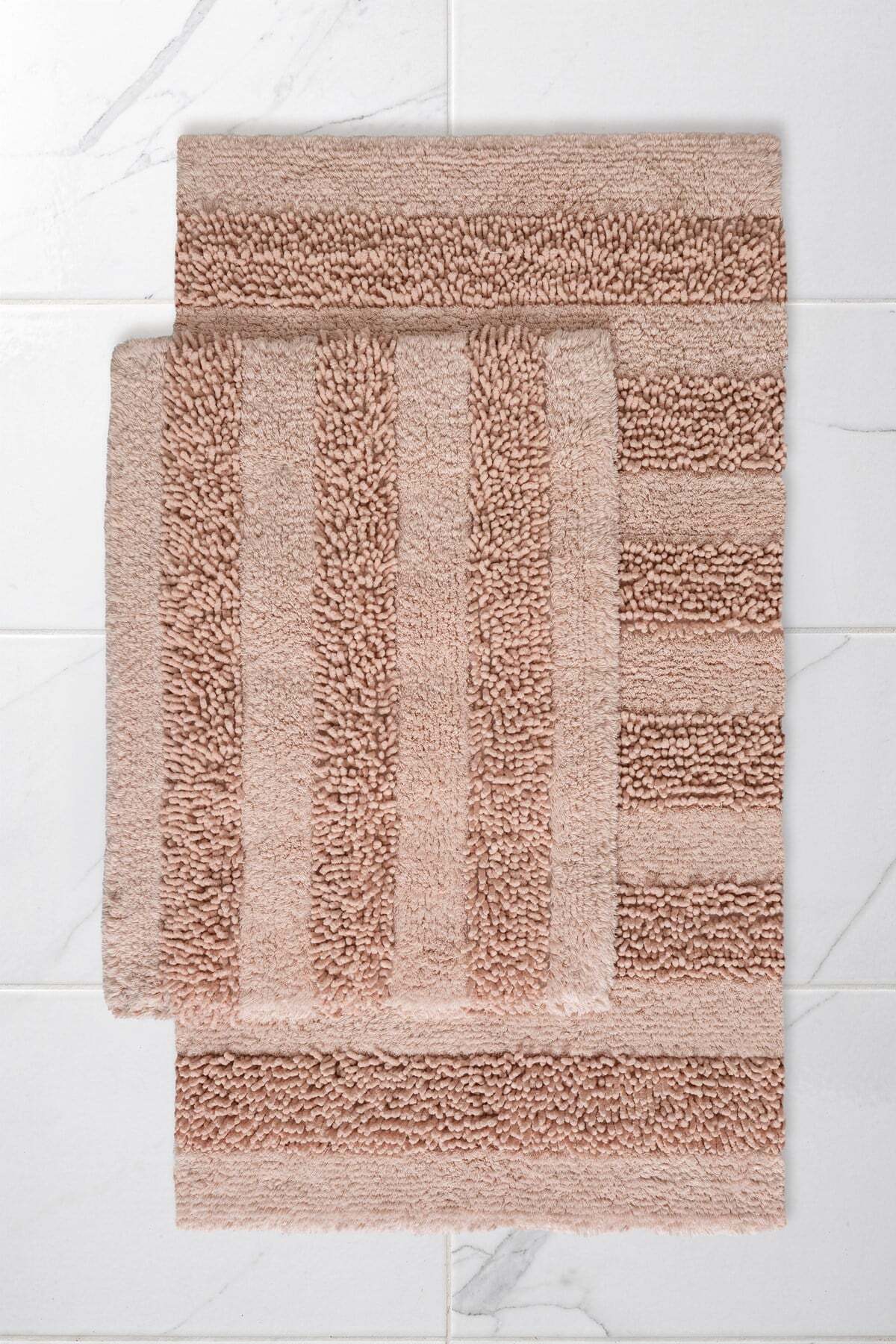 Macaroni 2-Piece Cotton Bath Mat Set Soft Texture Powder Washable 60x100 + 60x50cm, MX001P