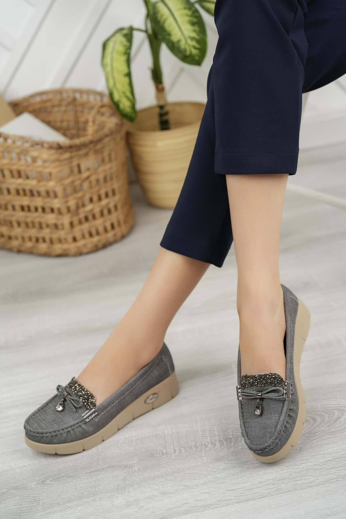 Nesil Shoes Nstar 400 Gri Kot Anatomik Günlük Kadın Ayakkabı görsel 3