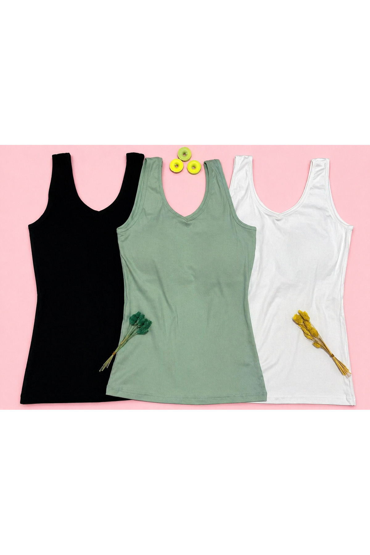 VELOURE Kadın Atlet Pedli Modal 3’lü Siyah,Beyaz,Yeşil südyenli ~bluz,T-shirt' YENİ SEZON 🌞