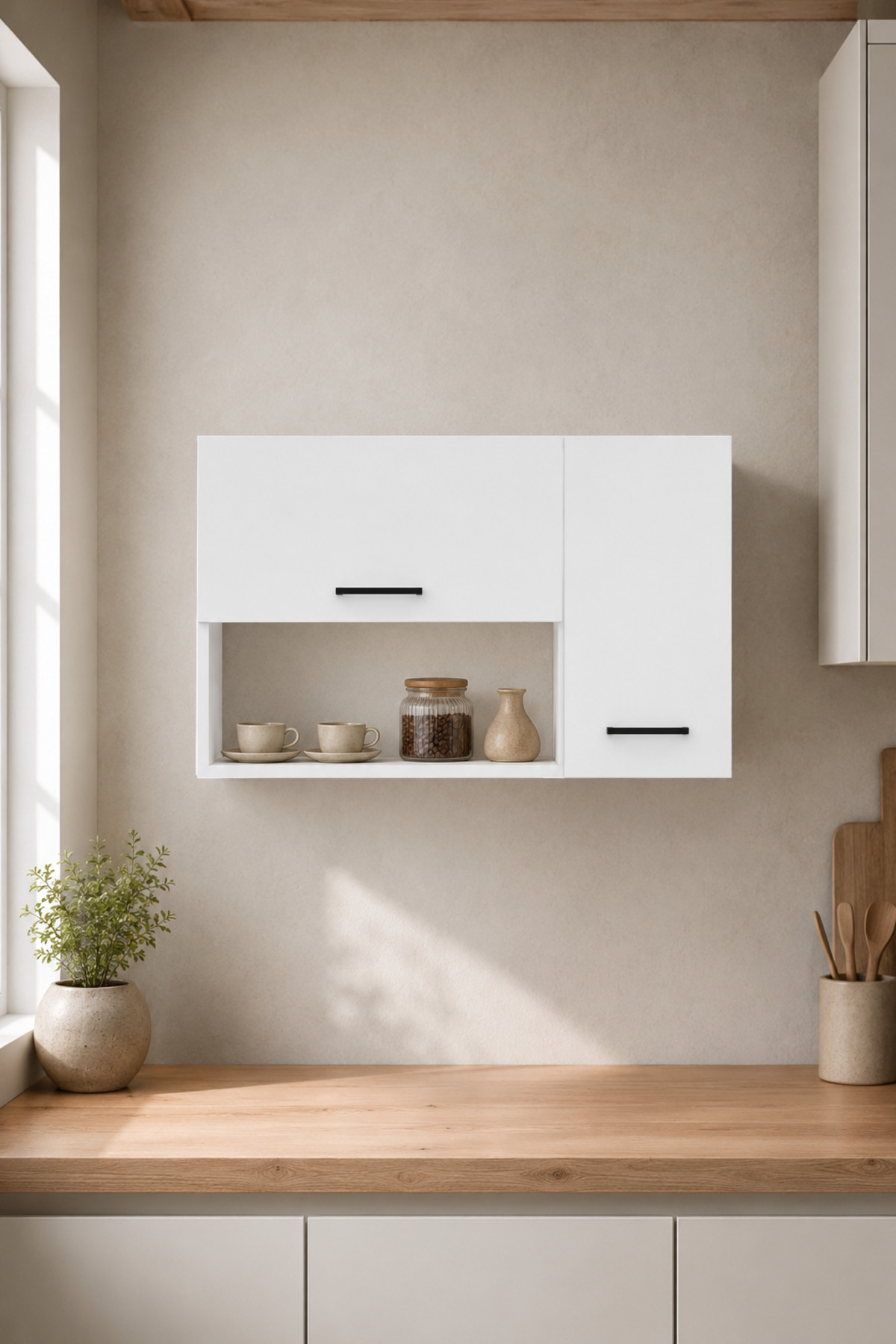Acacia 90 cm Multipurpose Cabinet White | Kitchen, Bathroom, Coffee Corner and Storage Cabinet with Door