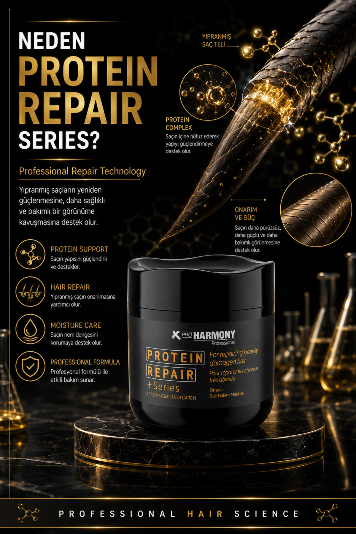 Protein Repair Hair Cream Onarıcı Saç Bakım Maskesi 500 ml — XPH-8682887911024 — تصویر 3 از 8