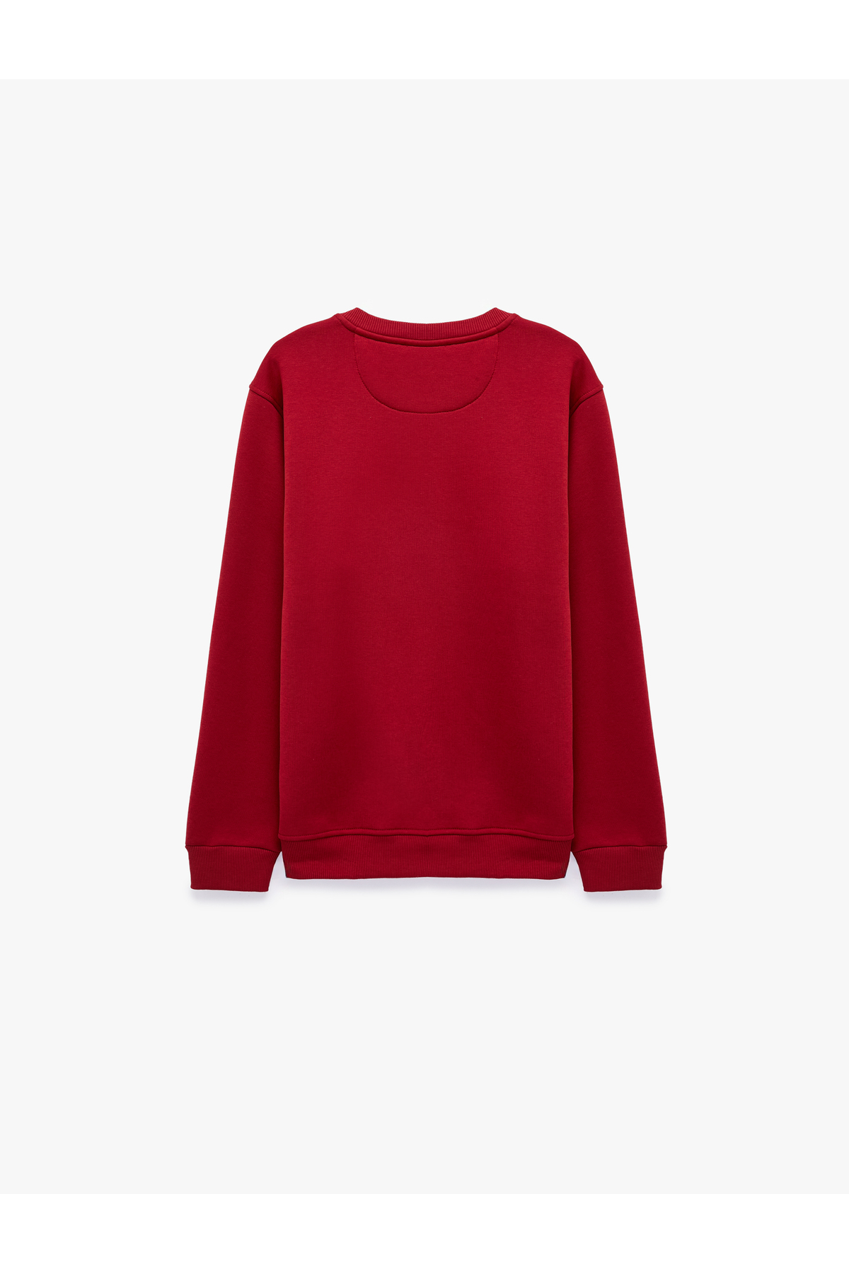 Pamuklu Uzun Kollu Şardonlu Bisiklet Yaka Erkek Basic Sweatshirt — قرمز 7WAM70002MK — تصویر 6 از 7