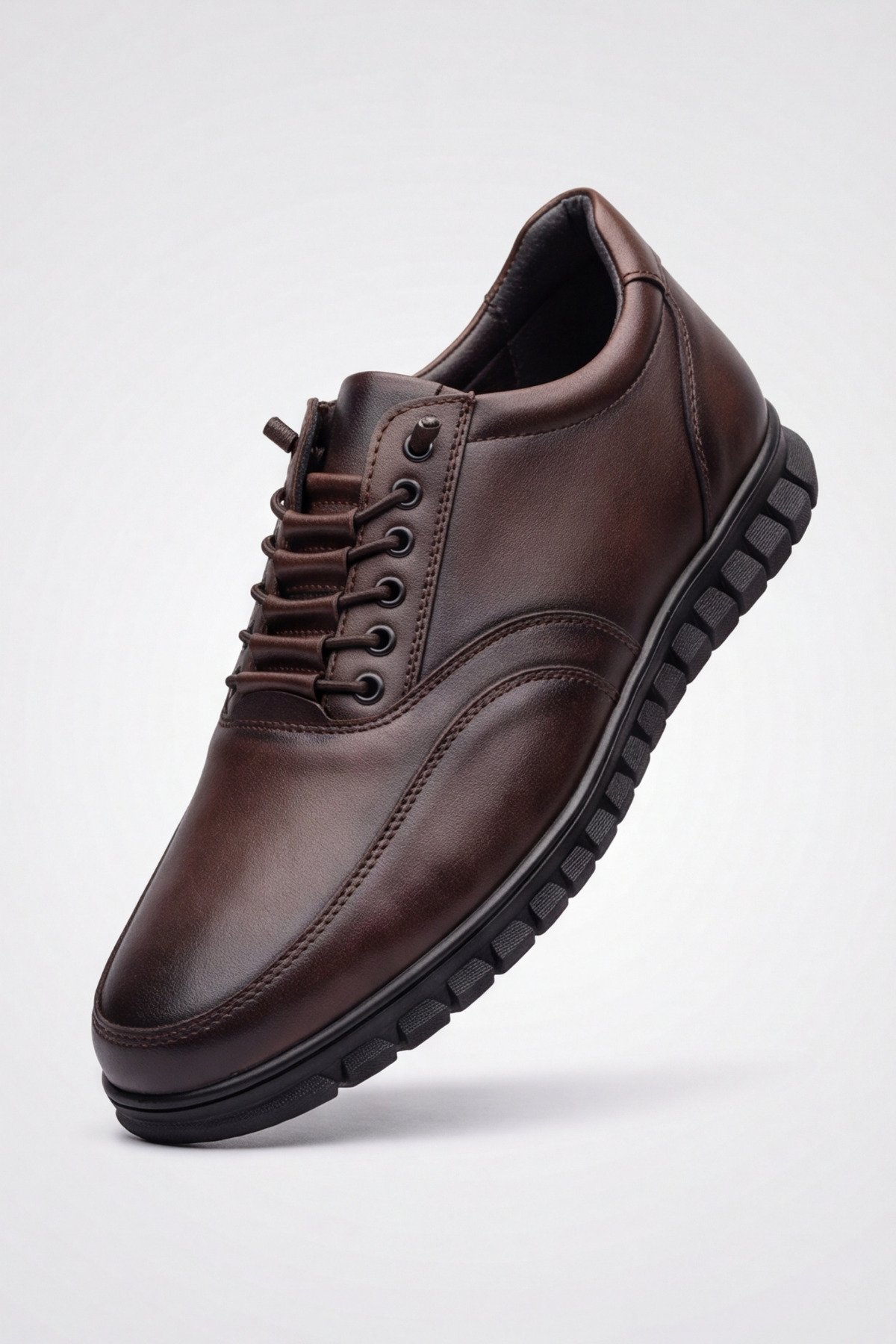 Liarca Brown Black, Elastik Bağcıklı Esnek Hafif Taban Günlük Comfort Erkek Casual Spor Ayakkabı görsel 6