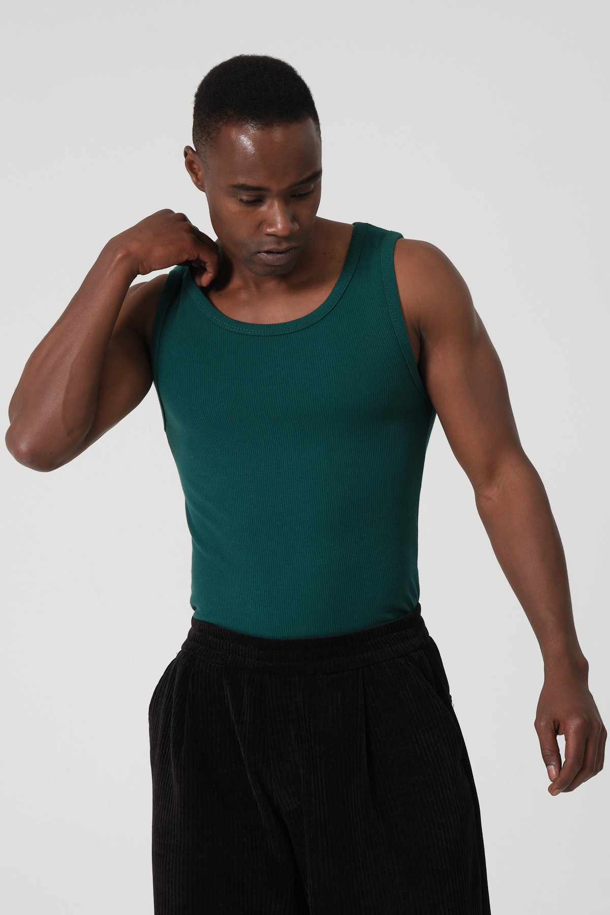 gamaro Erkek Halter Yaka slimfit Sporcu Likralı Atlet görsel 6