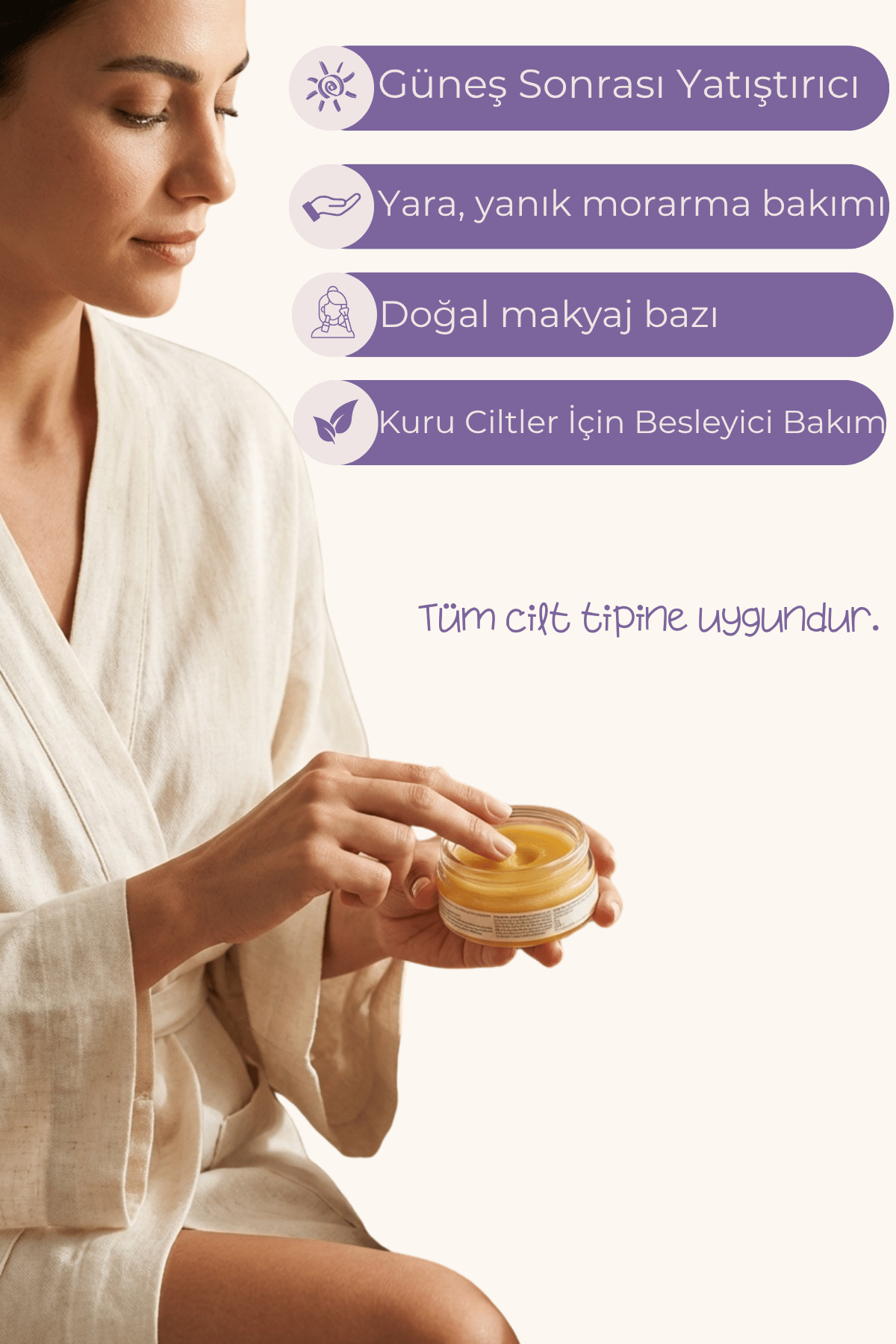 %100 Doğal Lavanta Merhemi Koruyucu, Onarıcı, Yatıştırıcı Bitkisel Bakım — LVNT1 — تصویر 2 از 3