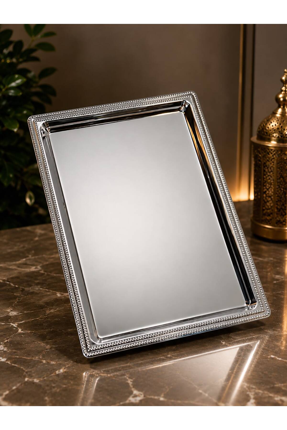 aljahwari Small Silver Single Grain Presentation Tray 104913C 34X24
