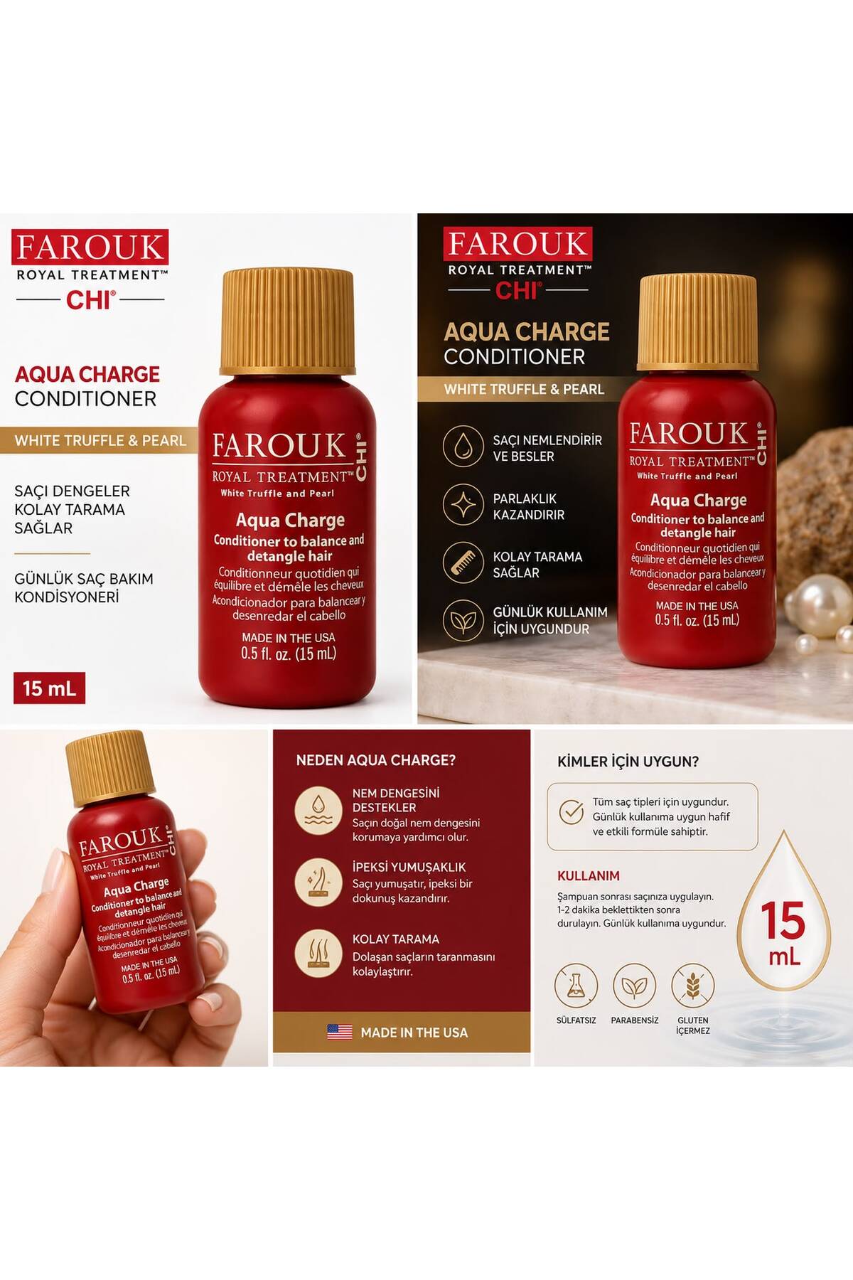 Farouk Royal Treatment Aqua Charge Saç Kremi White Truffle & Pearl 15 ml — INC2202 — تصویر 2 از 3