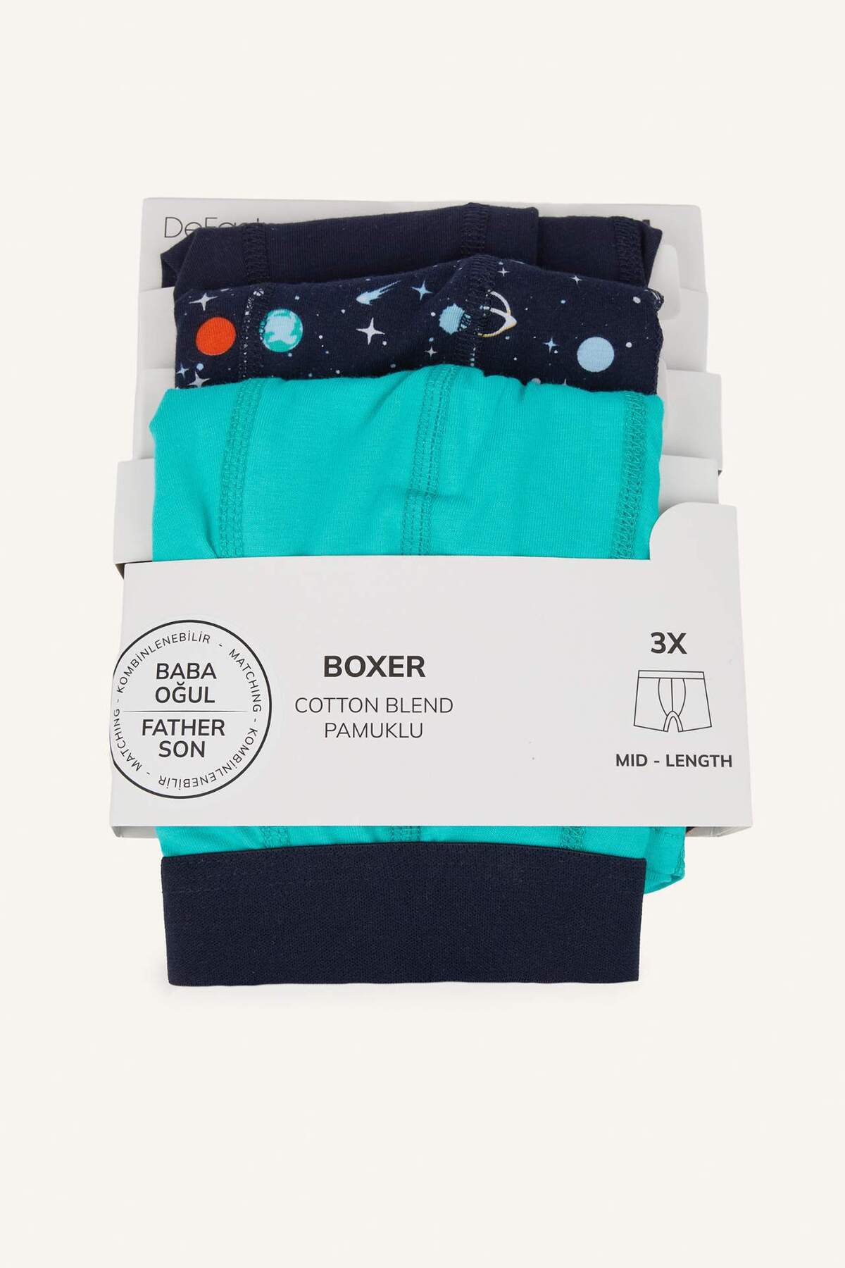 DeFacto Regular Fit Desenli 3'lü Boxer E3364AX25SP görsel 7
