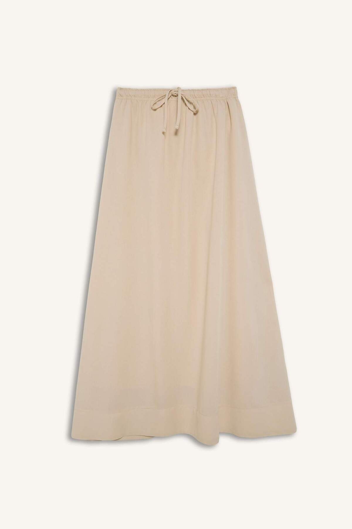 DeFacto A Kesim Keten Bej Maxi Etek I2717AX26HS görsel 5