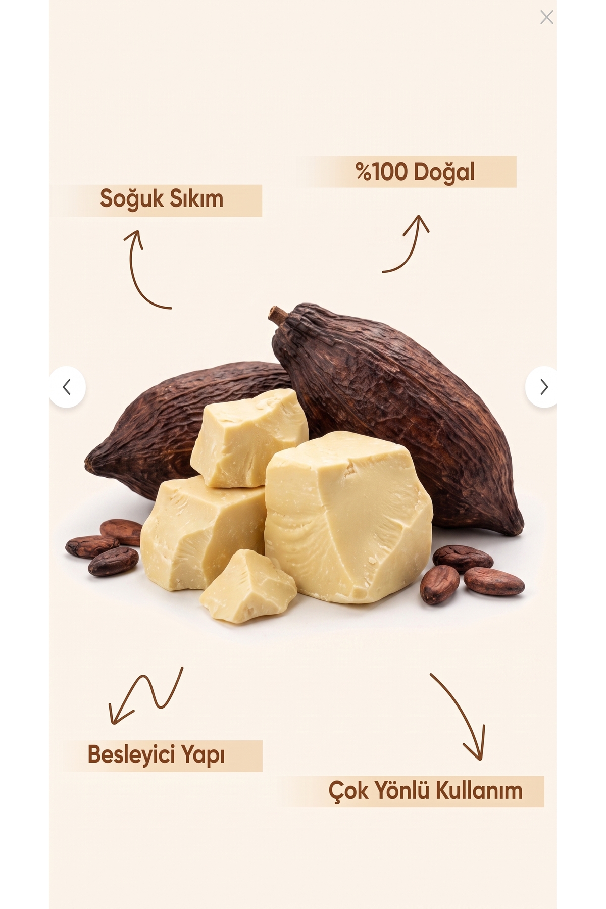 50 ml Kakao Yağı / Saf / Doğal Nemlendirici / Cacao Butter / Kakao Çekirdeği Yağı — 50-ml-kakao-butter — تصویر 8 از 8