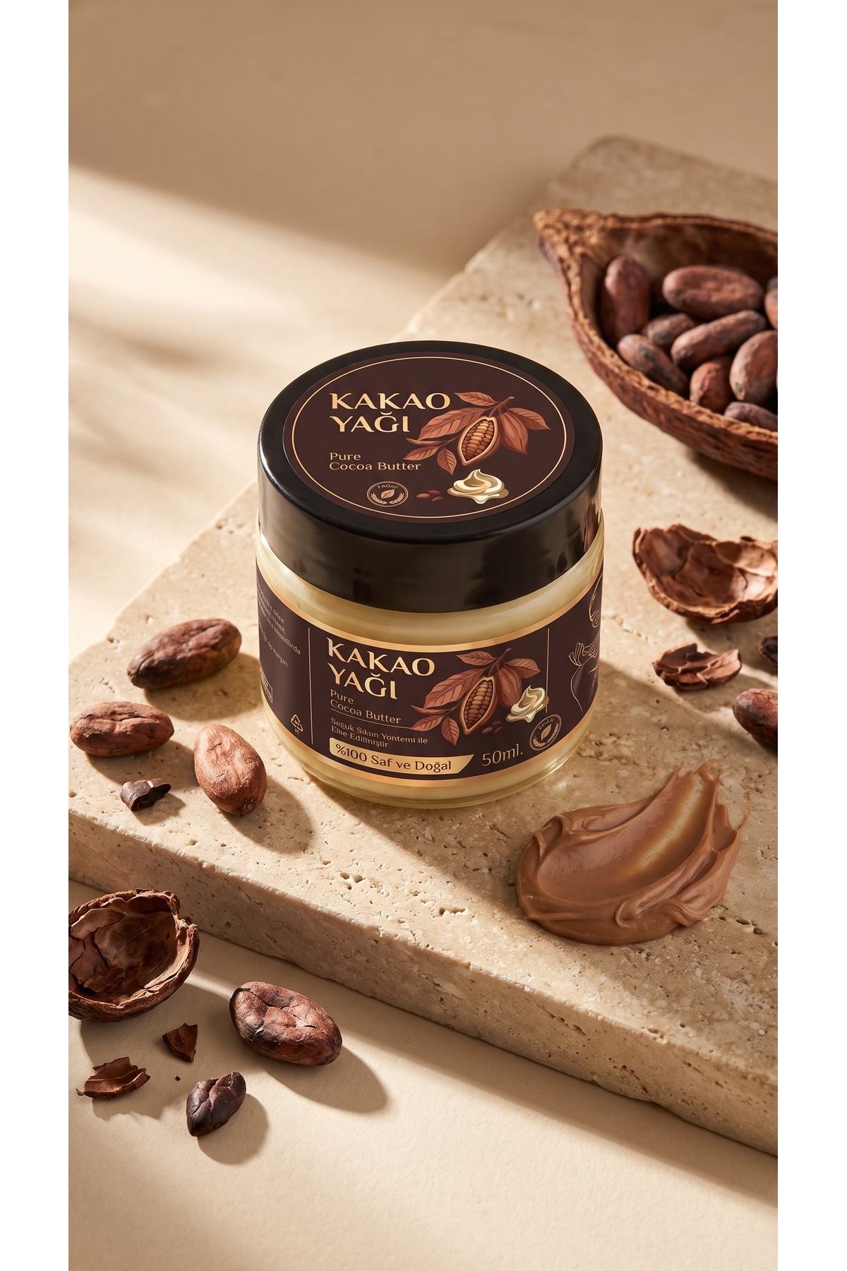 50 ml Kakao Yağı / Saf / Doğal Nemlendirici / Cacao Butter / Kakao Çekirdeği Yağı — 50-ml-kakao-butter — تصویر 3 از 8