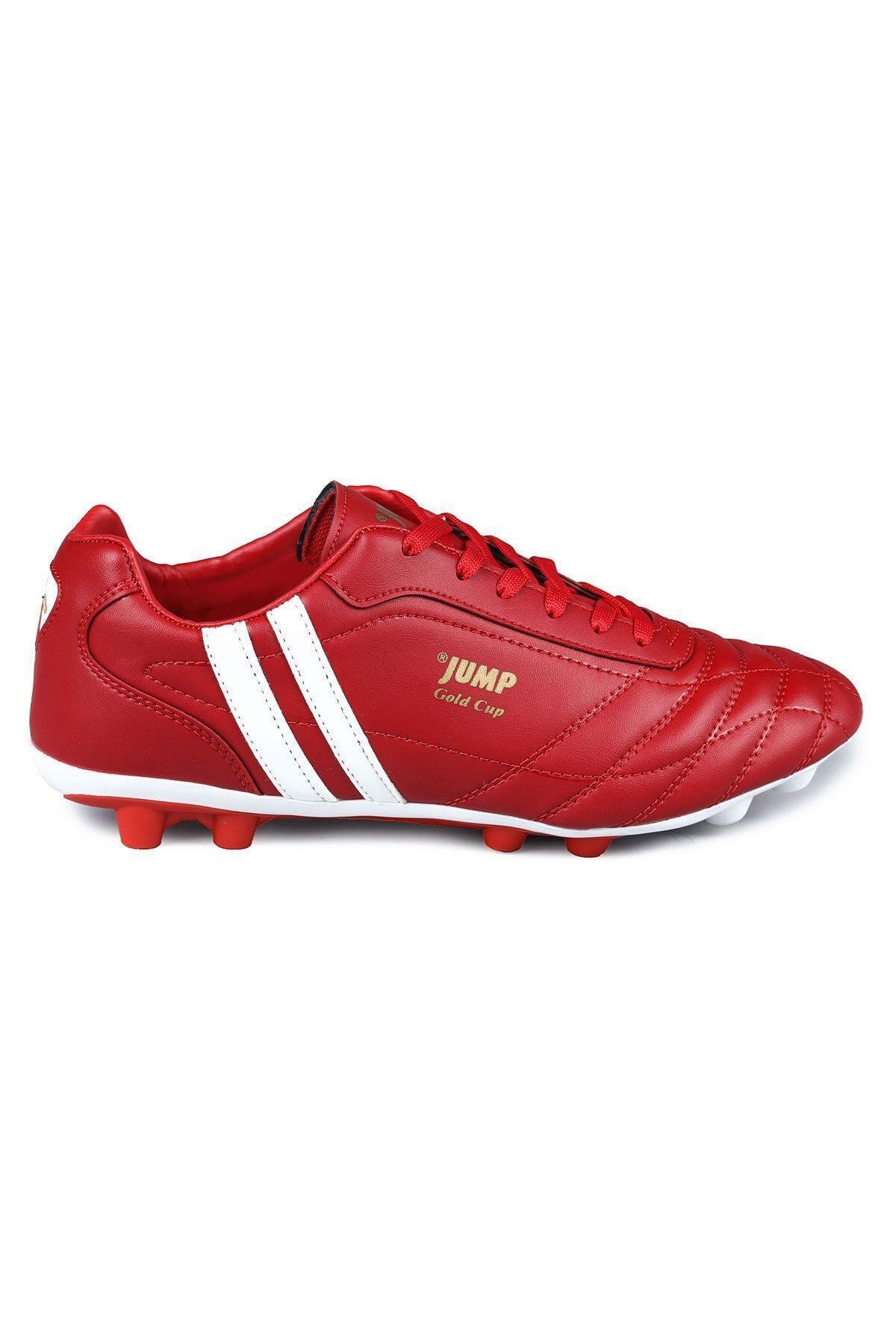 Jump 13256 Çocuk ve Yetişkin Çim Halı Saha Retro Krampon Futbol Ayakkabısı Kırmızı Beyaz görsel 5