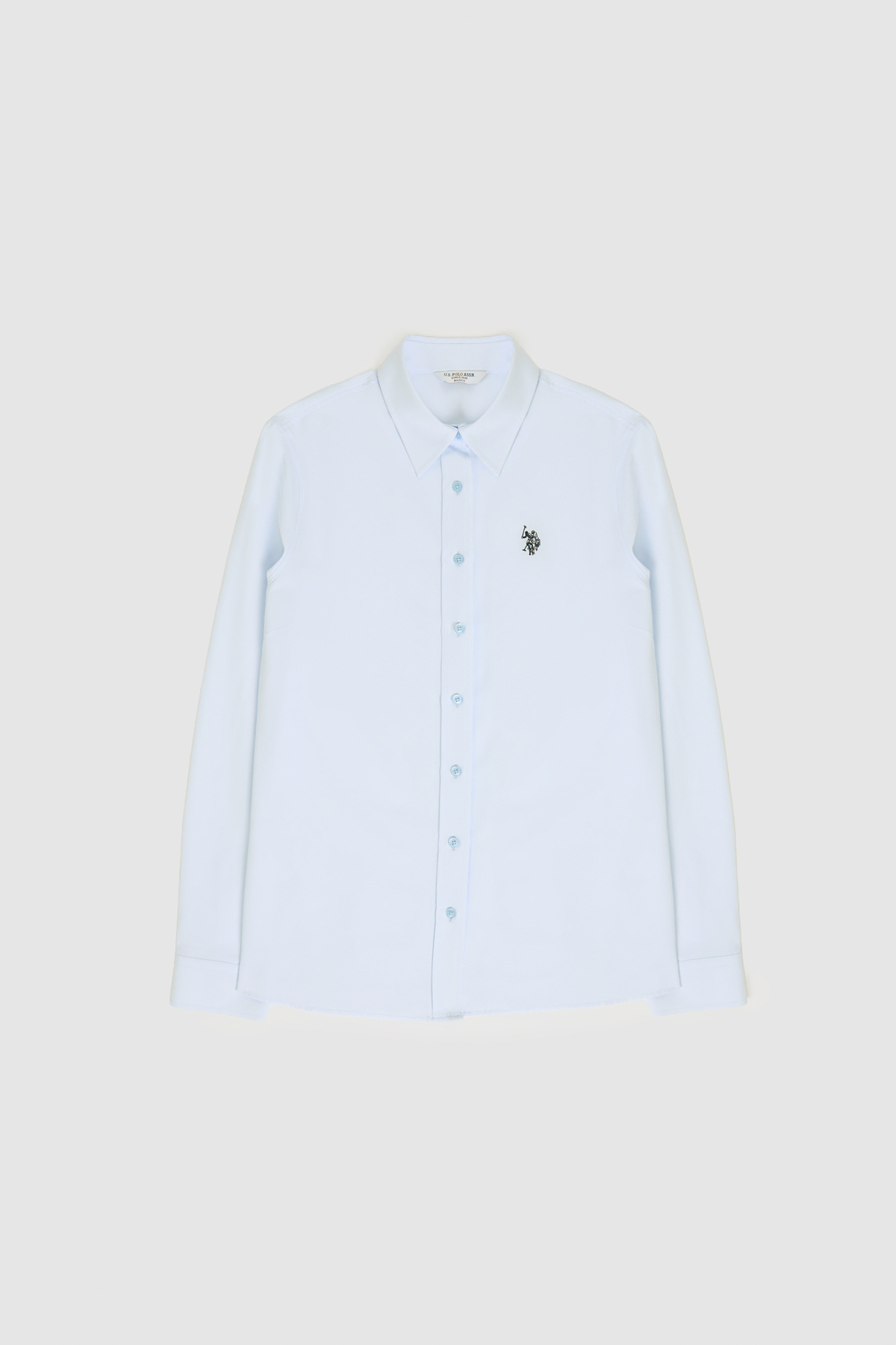 U.S. Polo Assn. Kadın Açık Mavi Uzun Kollu Basic Gömlek 50324791-VR003 görsel 7