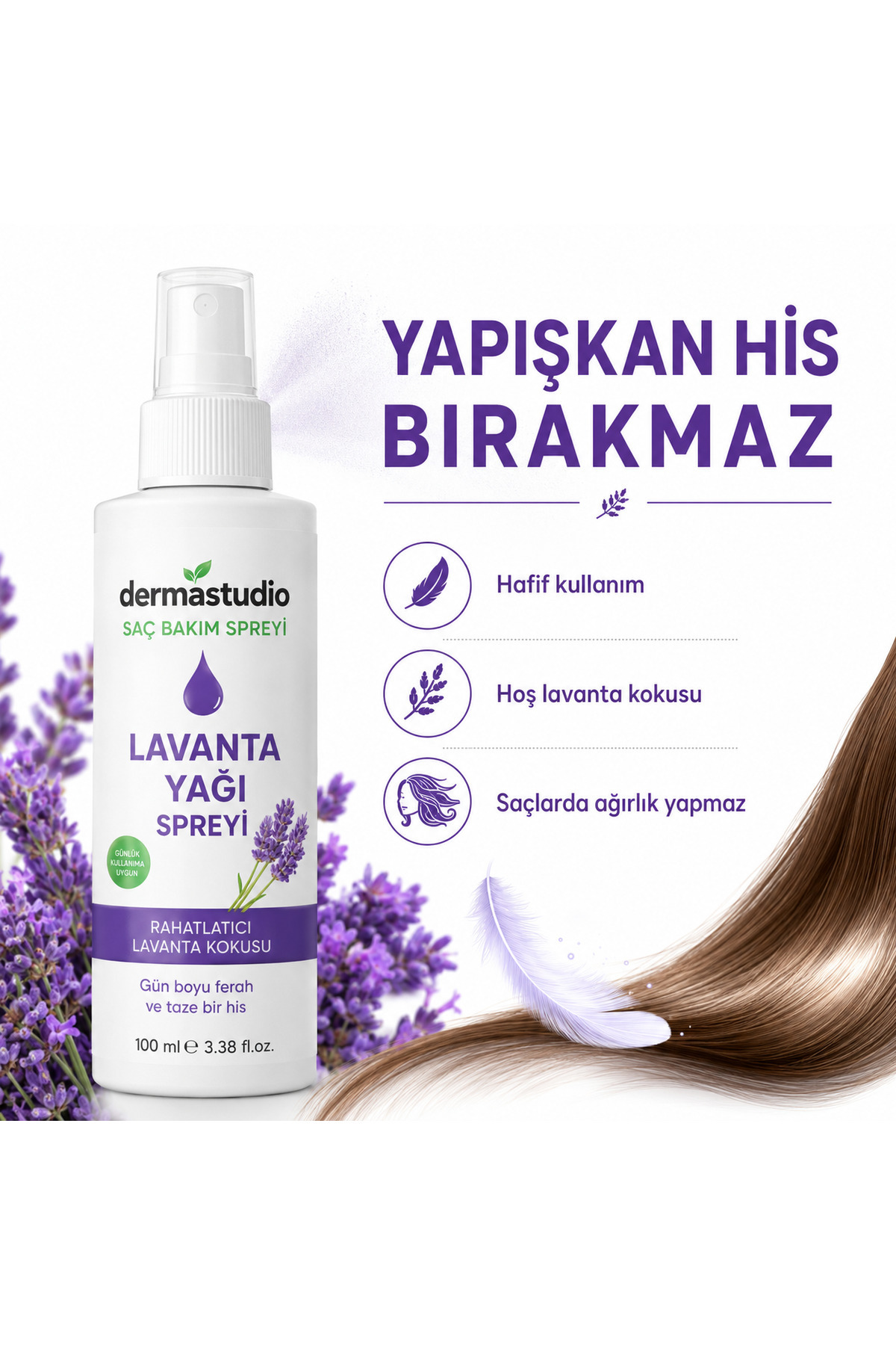 Lavanta Yağlı Çocuk Saç Spreyi 100 ml, Okul ve Kreş Dönemi Günlük Bakım Spreyi — 325486325 — تصویر 5 از 6
