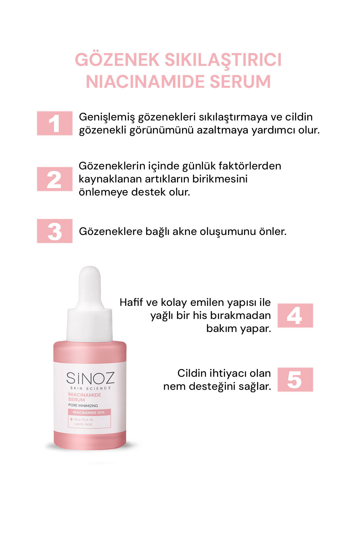 Gözenek Sıkılaştırıcı Sebum Dengeleyici Sivilce Karşıtı Serum Niacinamide 10% + Zinc Pca 1% 30 Ml — ST8177 — تصویر 2 از 6
