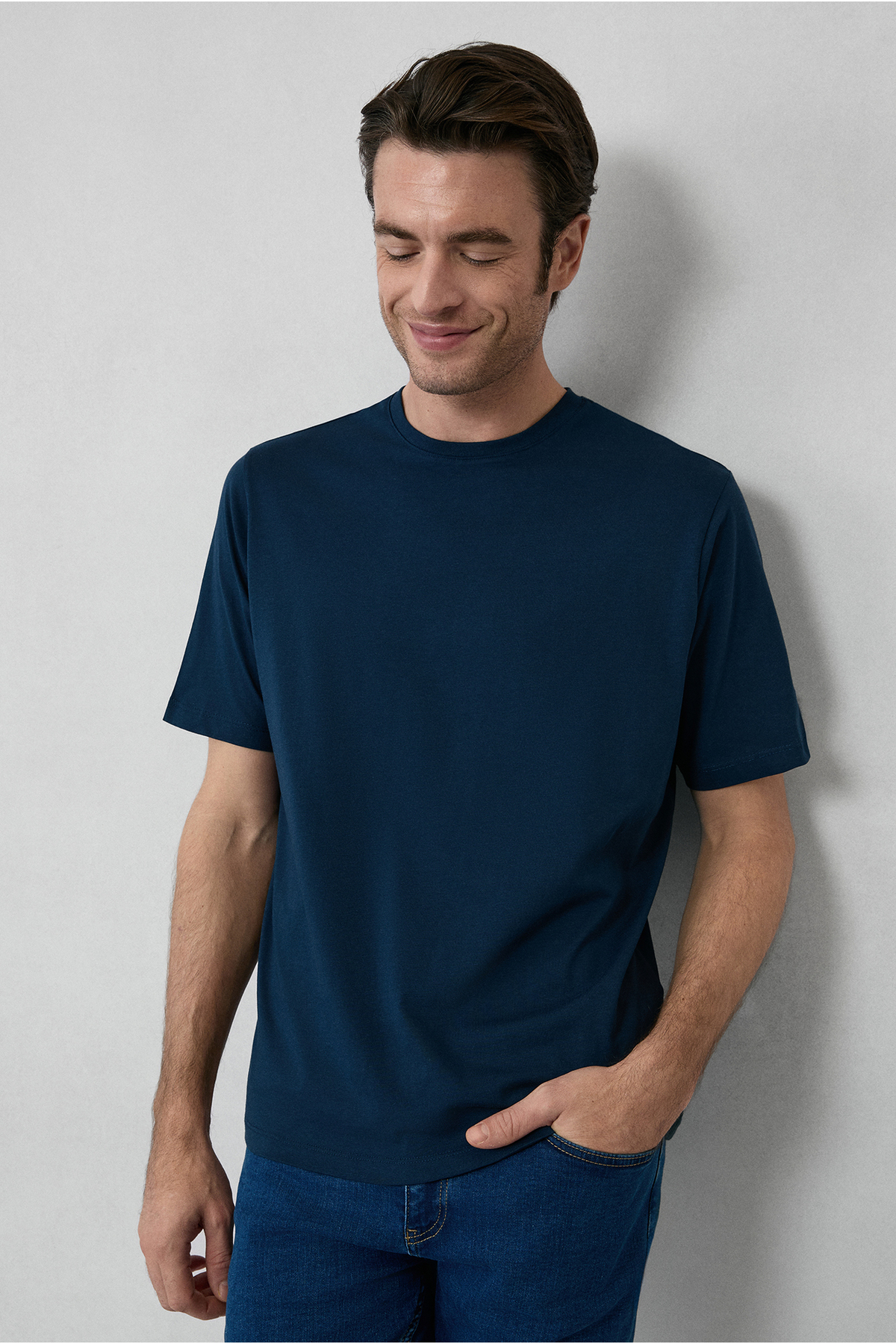 Kiğılı Bisiklet Yaka Slim Fit %100 Pamuk Tişört