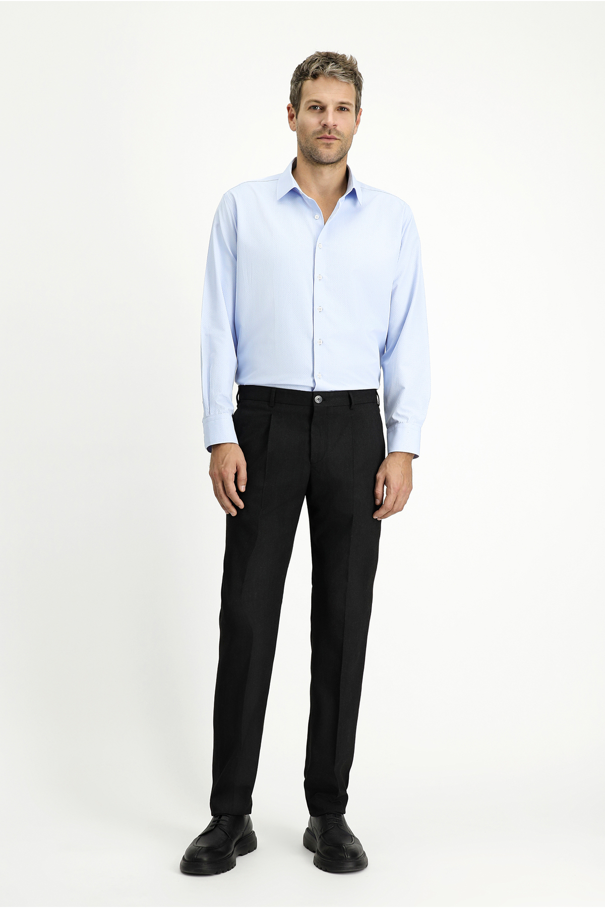Kiğılı 7 Drop Slim Fit Dar Kesim Likralı Pileli Klasik Kumaş Pantolon görsel 2