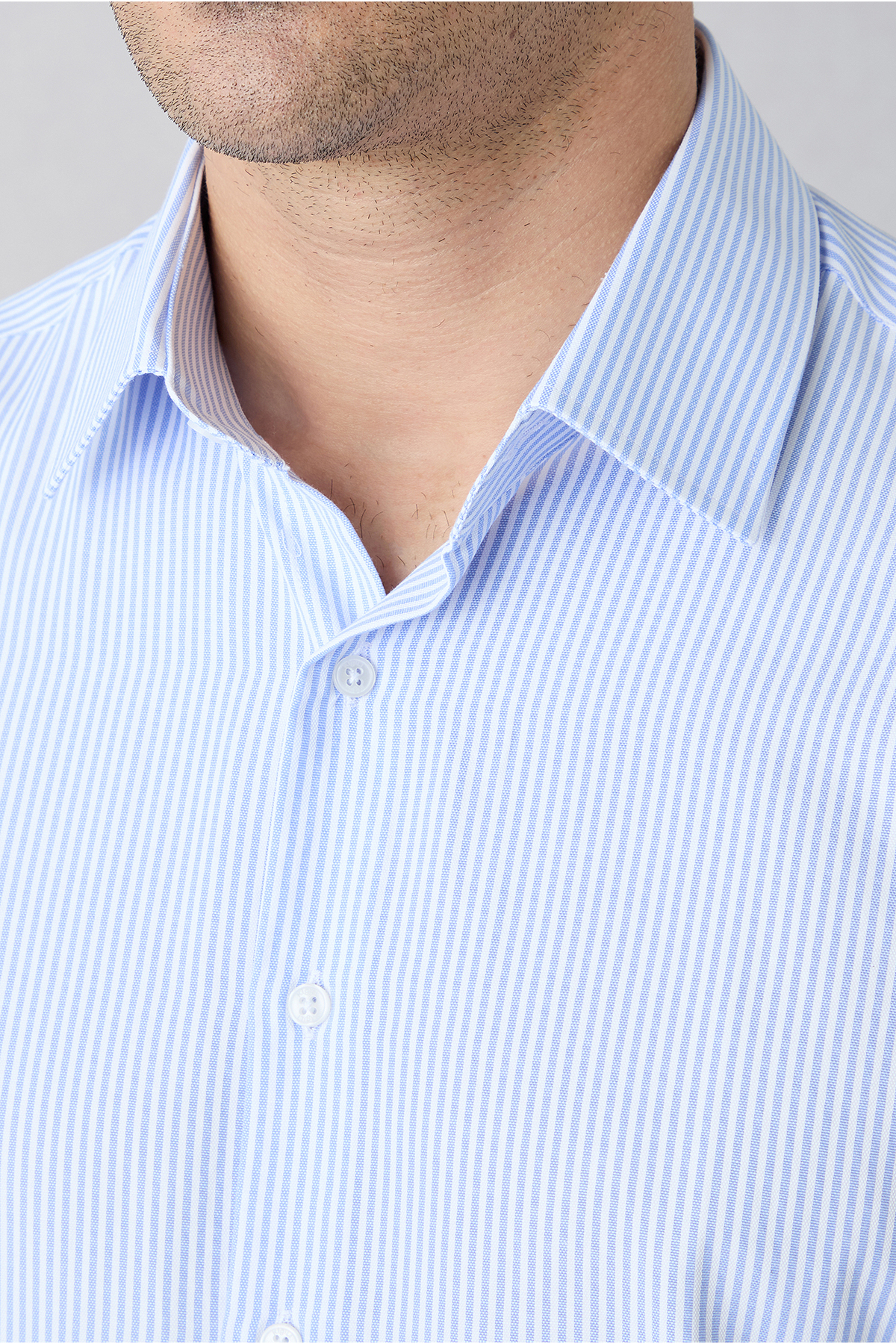 Kiğılı Uzun Kol Slim Fit Çizgili Klasik Yaka Pamuklu Kolay Ütülenebilir Gömlek görsel 3