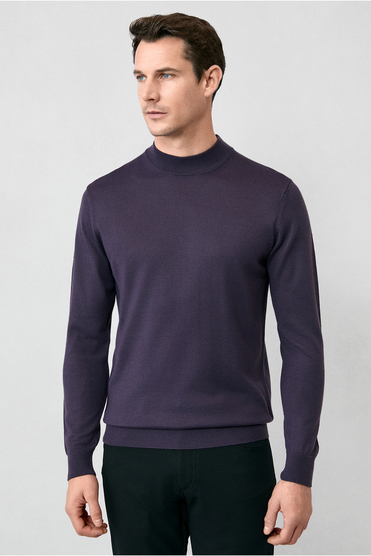Kiğılı Yarım Balıkçı Yaka Regular Fit Yünlü Basic Örme Triko Kazak görsel 6