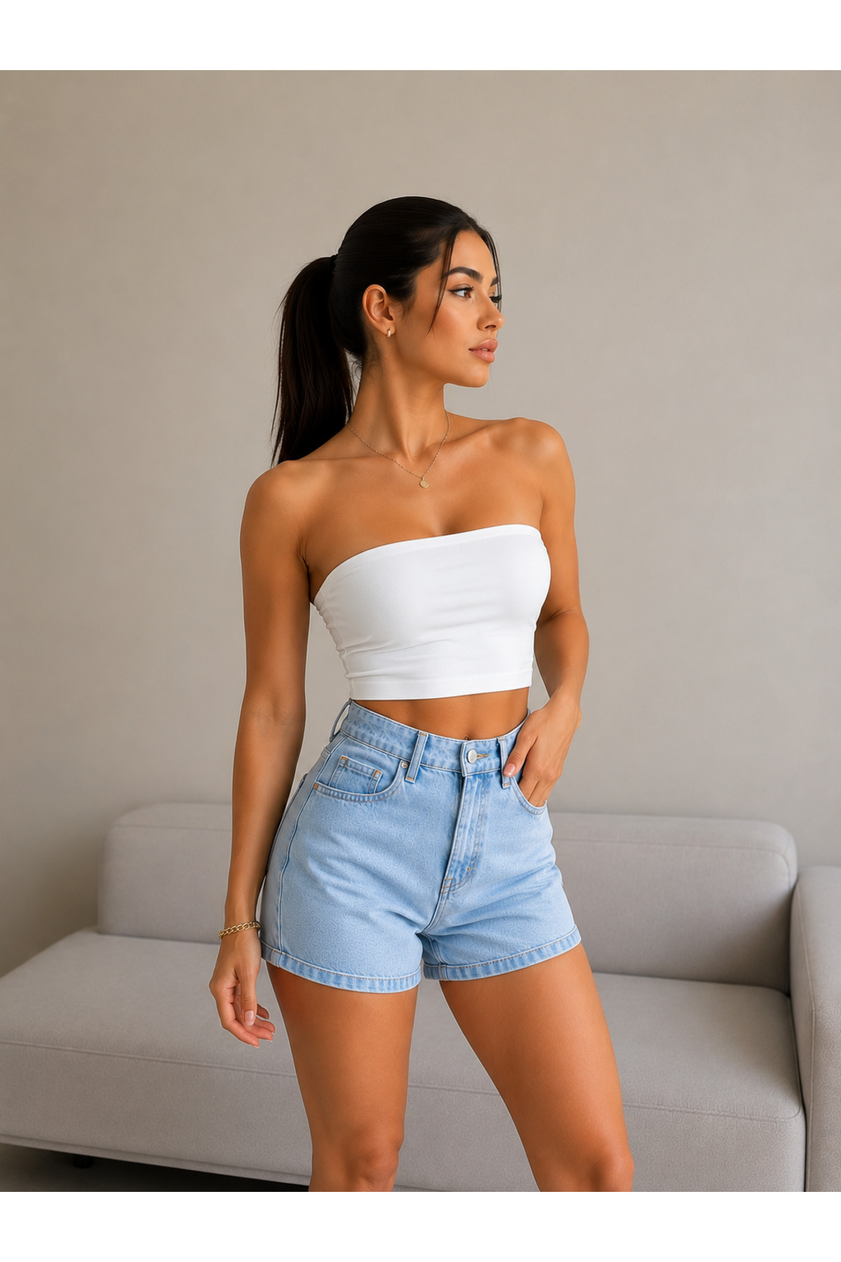 DiaSia Premium Kadın Straplez Büstiyer Crop Top Esnek Spor Gündelik Kombin görsel 6
