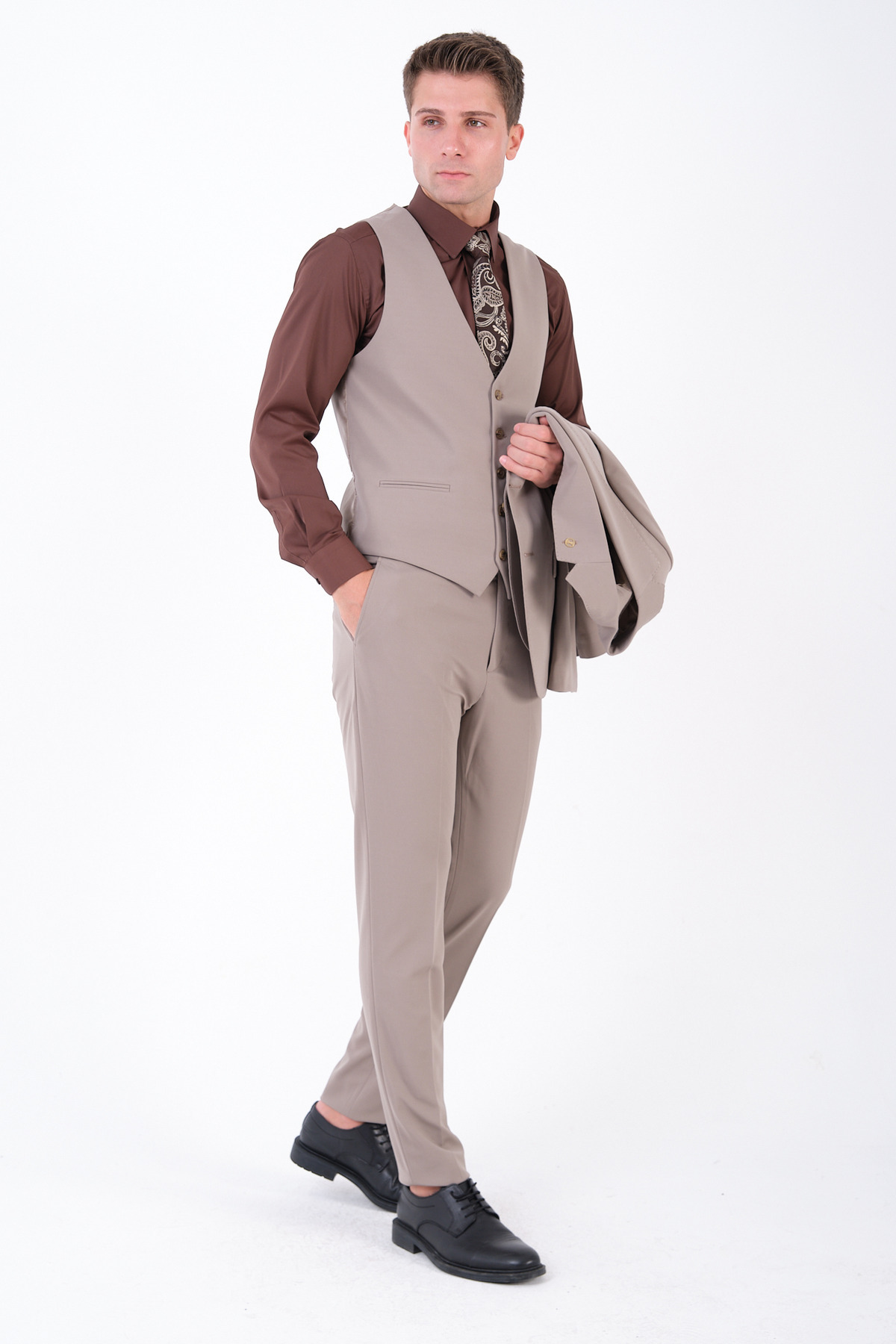 The Tailor Classics Erkek 3'lü Takım Elbise - Erkek Ceket Pantolon Yelek görsel 4