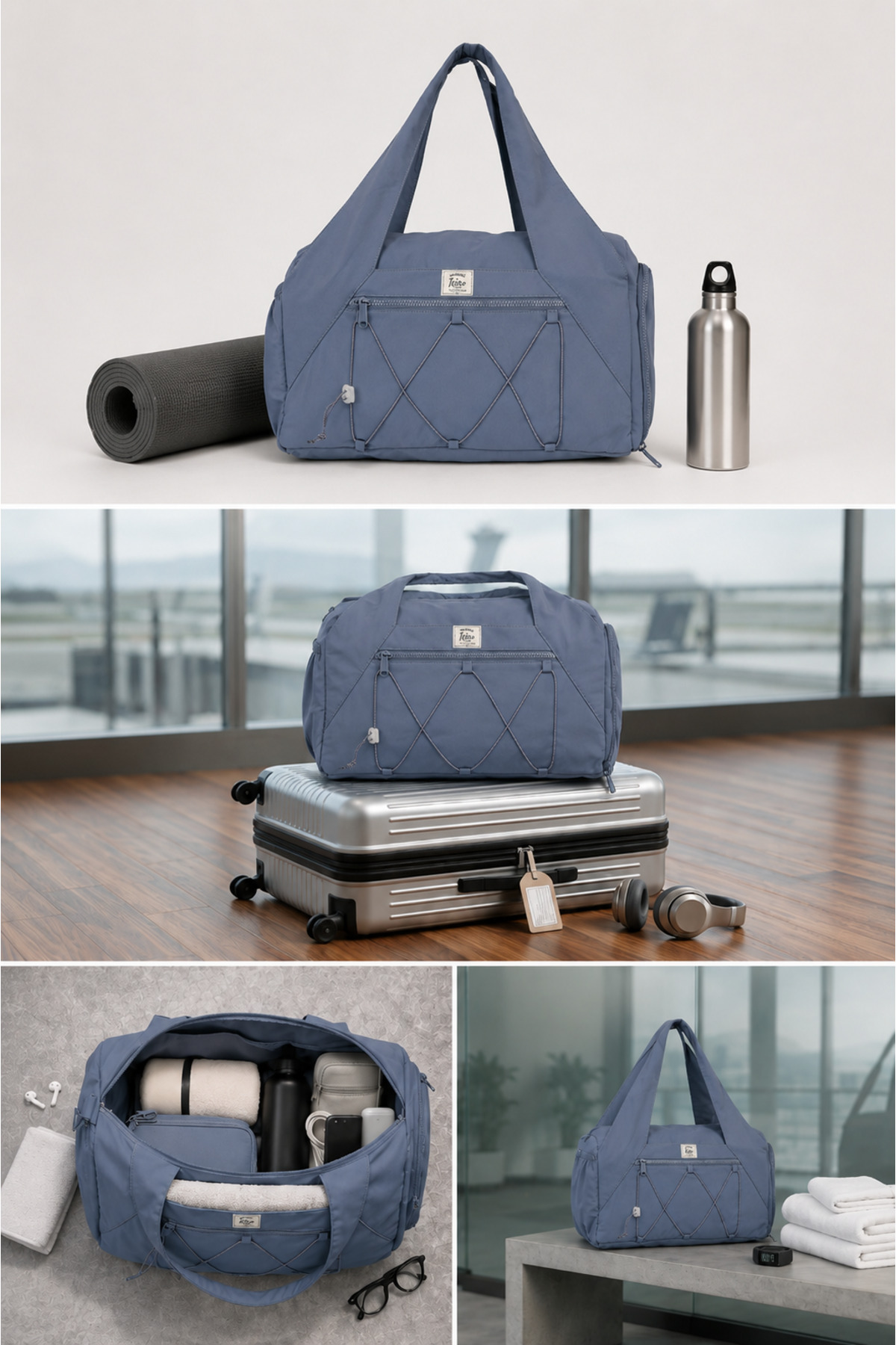ICONE BAG Kadın Spor ve Yoga Çantası, Çok Cepli, Ayakkabı Bölmeli, Lastik Detaylı, Fermuarlı Ön Cep görsel 8