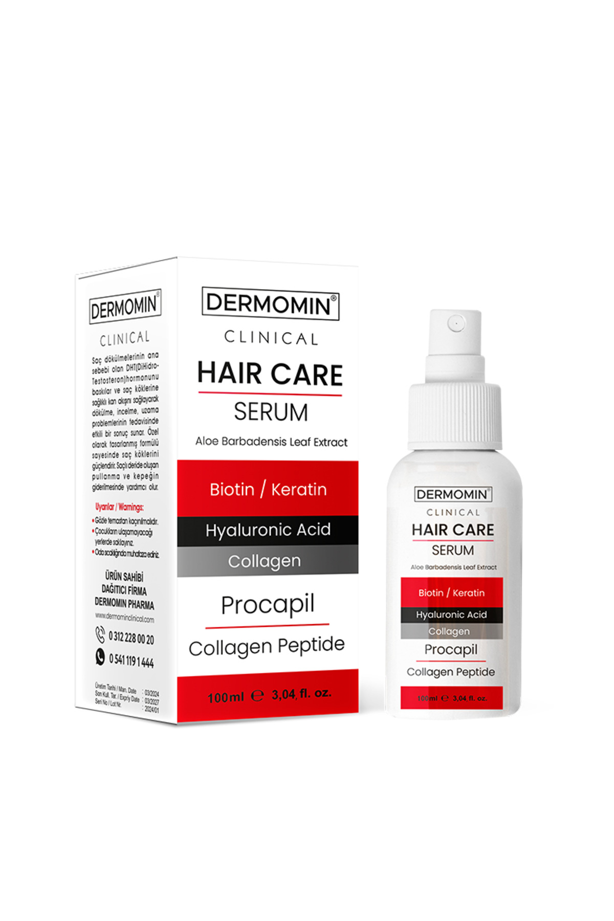 DERMOMİN Saç Serumu Onarıcı Dökülme Karşıtı 100 ml Biotin, Keratin, Collogen, Hyaluronic Acid — TYC70616571923684BE89CB00