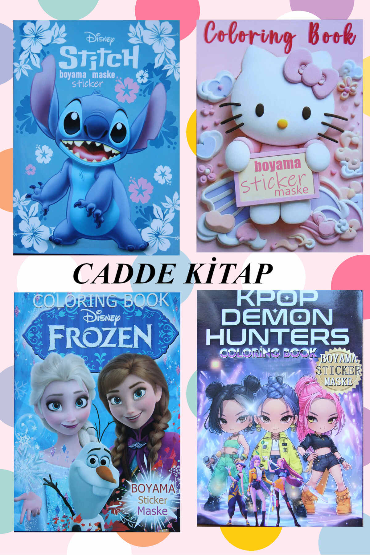 caddebox 4 Adet Stickerle Boyama Kitabı(Kuromi)(Kpopo Demont