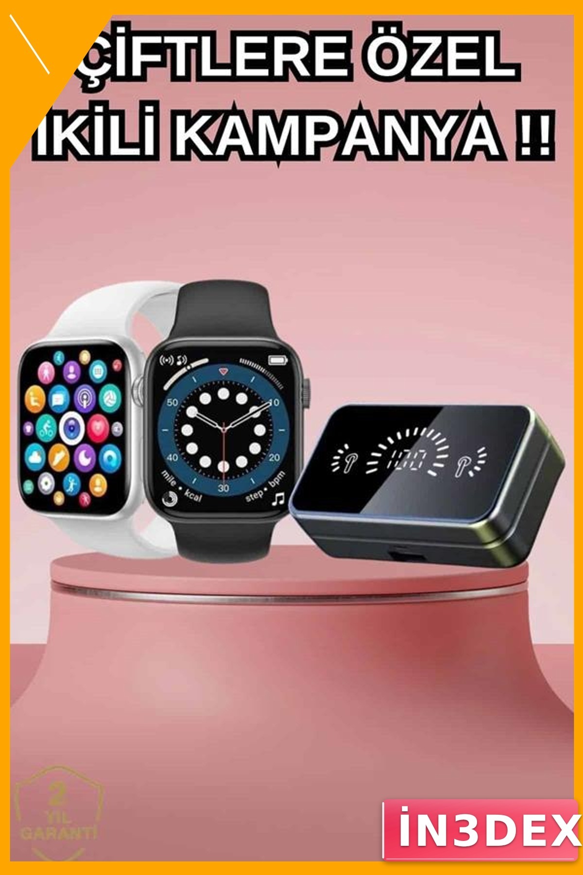 Akıllı Saat Bluetooth Kulaklık ve Powerbank Seti ANC Dokunmatik