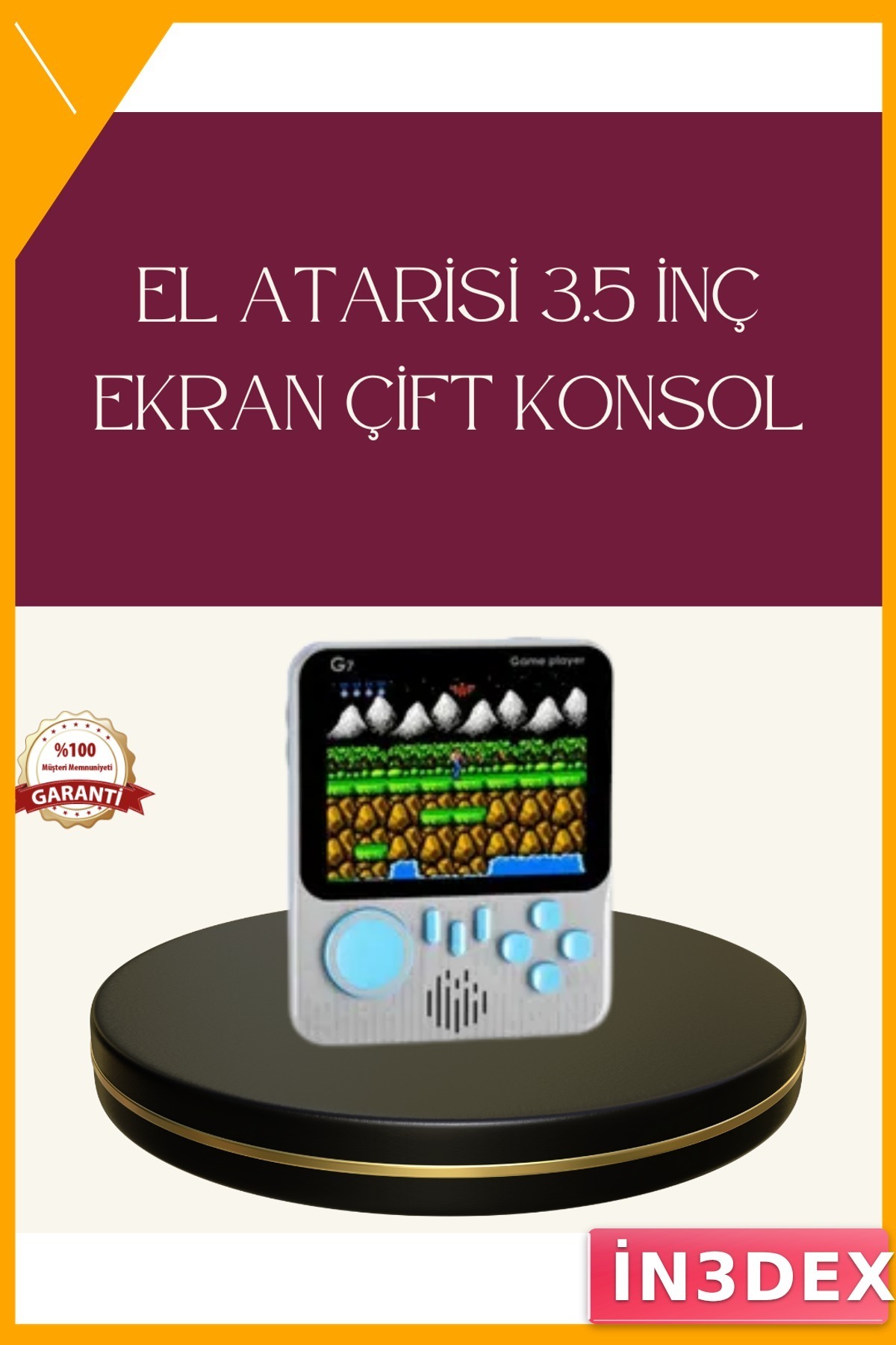 Taşınabilir Retro Oyun Konsolu 3.5 İnç TV Çıkışlı Şarjlı