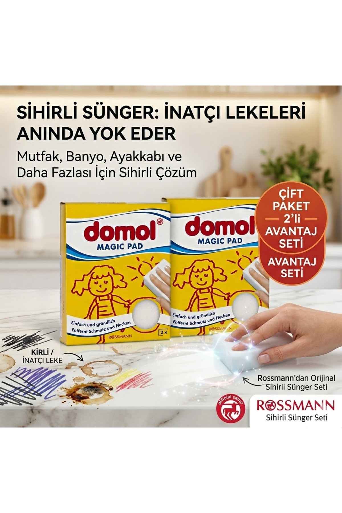 Domol Sihirli Sünger Magic Pad - Deri Koltuk, Çanta ve Ayakkabı