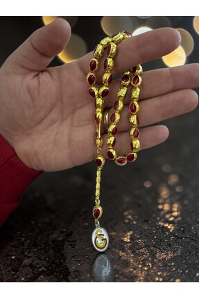 gkhediyelik GS LOGO ALPAKA ÖZEL TASARIM 14K KAPLAMA TESBİH PREMİUM IŞIKLI KUT...