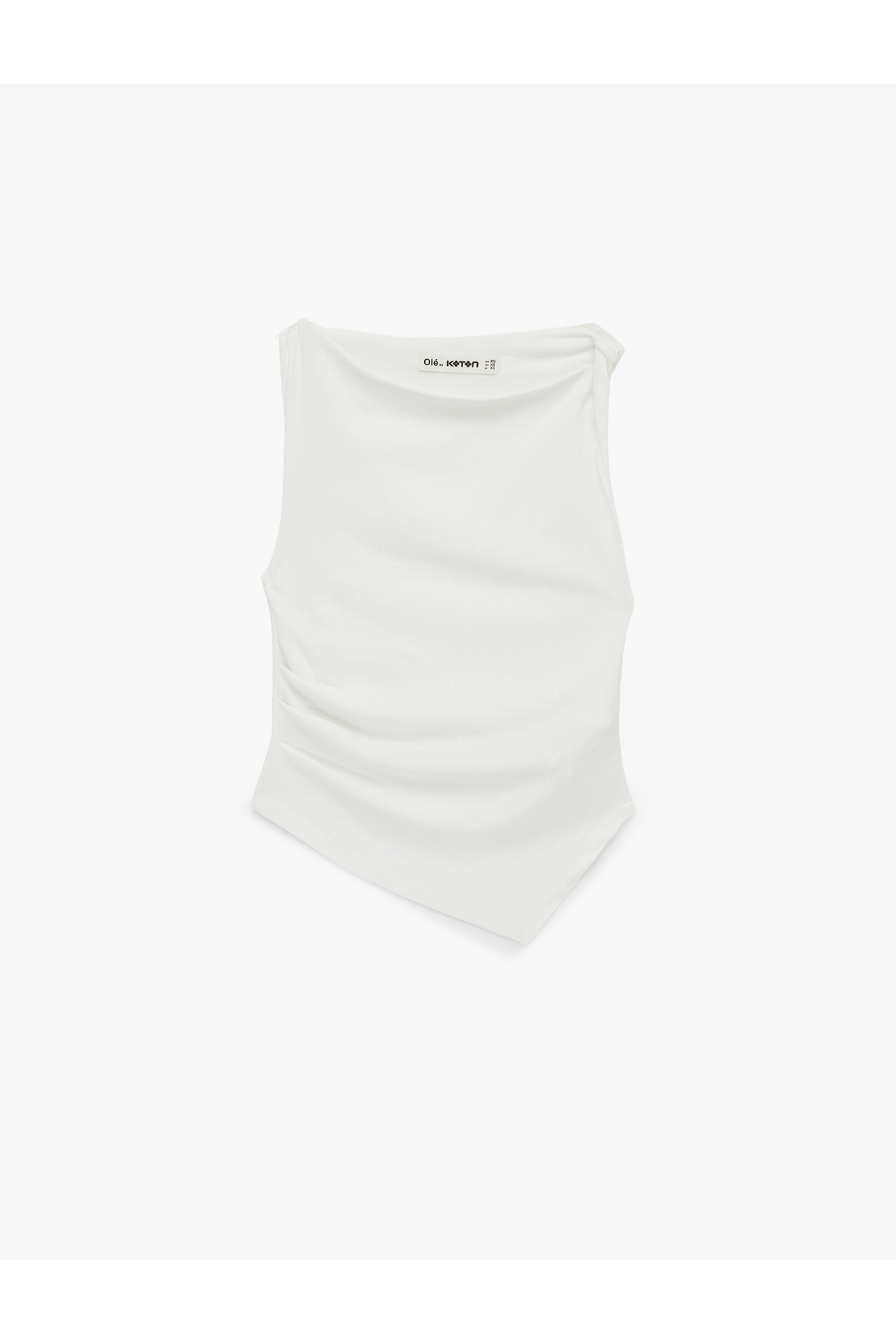 Koton  Asimetrik Kayık Yaka Kolsuz Slim Fit Drapeli Bluz - Görsel 3