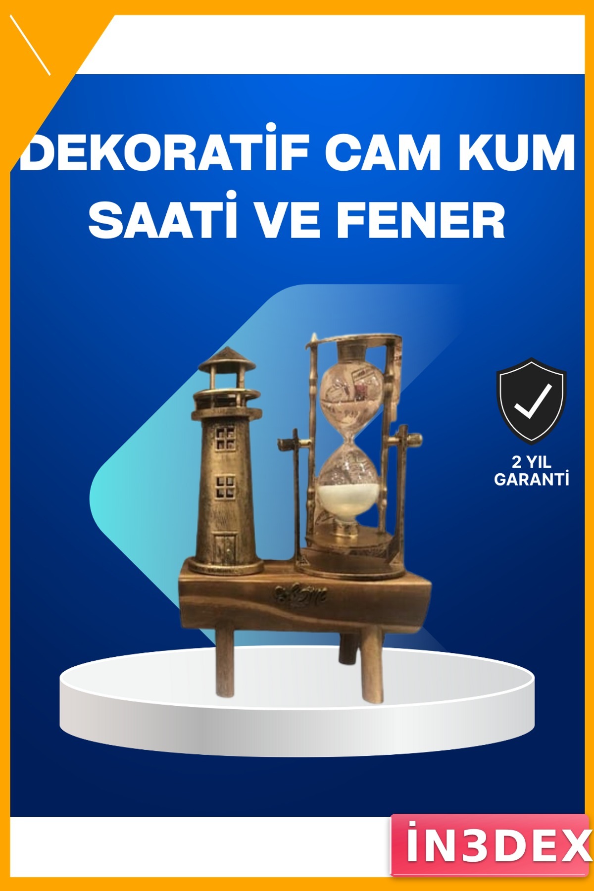 Ahşap Deniz Feneri Kum Saati 15x20 cm Retro Masa Aksesuarı