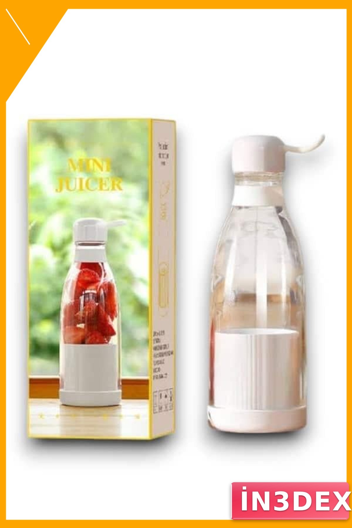 Taşınabilir Şarj Edilebilir Mini Blender Bardak 1200mAh Pembe Beyaz