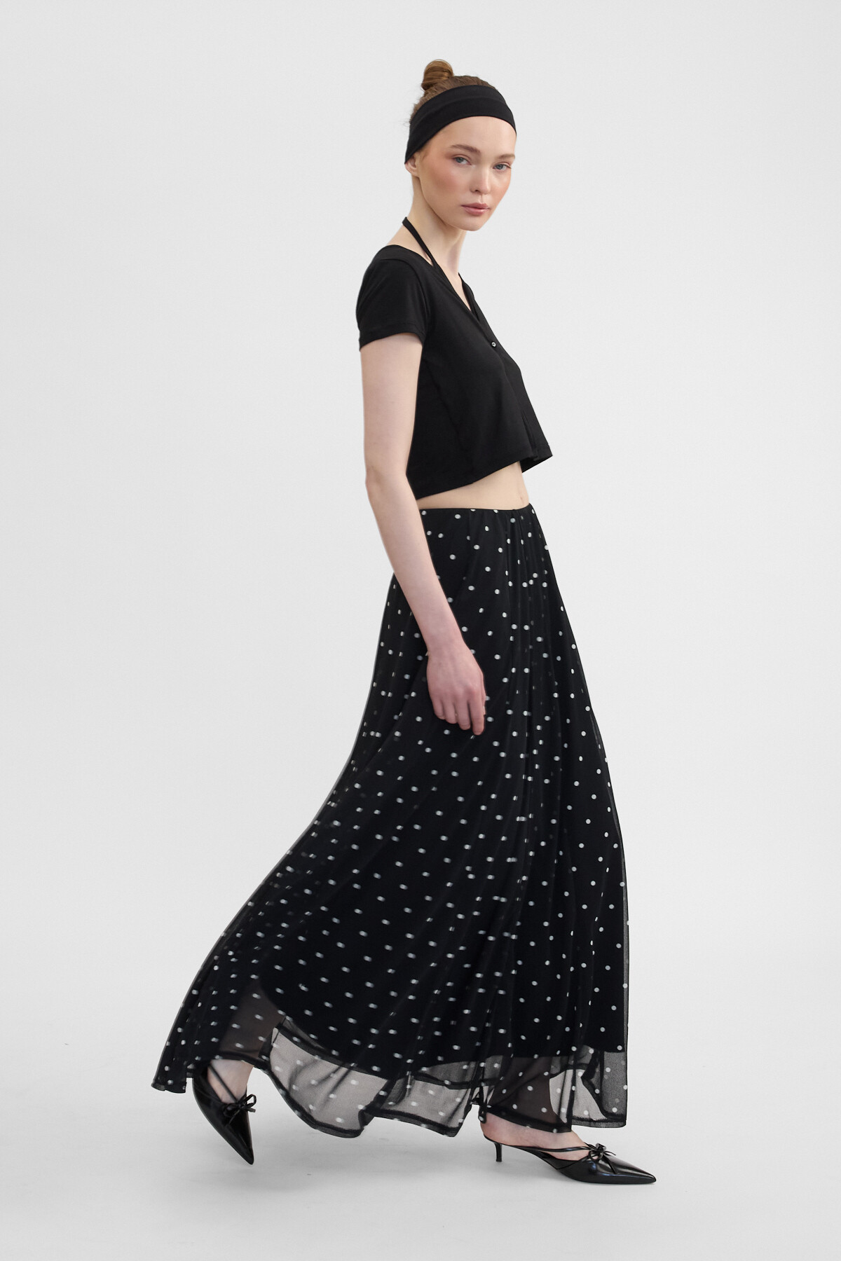 MAMBO Polka Dot Patterned Maxi Tulle Skirt