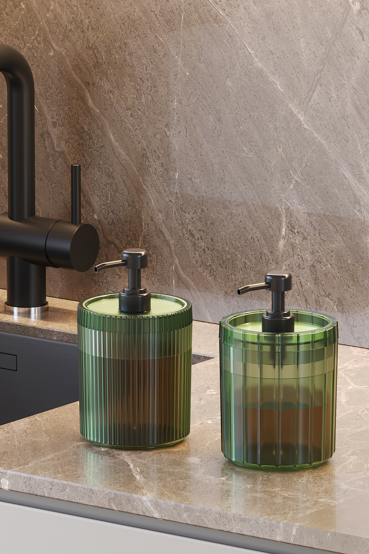 Double XL Large Size 700ml Countertop Liquid Soap Dispenser Set Detergent Shampoo Holder