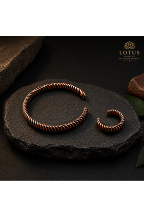 Lotus Atölye ve İyi Yaşam Merkezi Lotus Doğal Bakır Bileklik & Yüzük Seti – A...