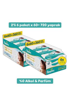 Prima Pampers Aqua Soft Touch Bebek Islak Havlu 6 Paket 360 Yaprak x2