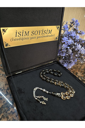 zikir tesbih premıum Ateş Kehribar Tesbih 925 ayar Gümüş Püskül , Kadife Kutu...