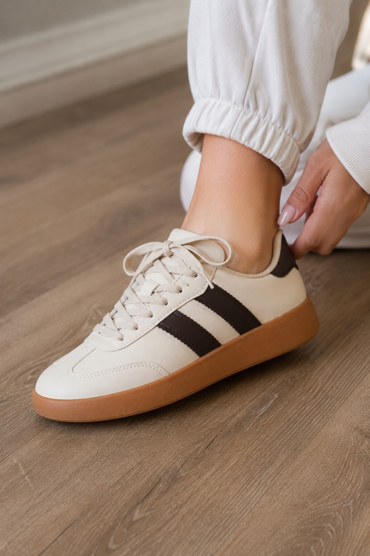 ALTUNTAŞ Anatomik Rahat Taban Günlük Sneaker Spor Ayakkabı Beyaz Krem