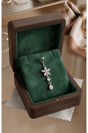 alysa jewelry Cerrahi Çelik Zirkon taşlı sallantılı göbek belly Piercing