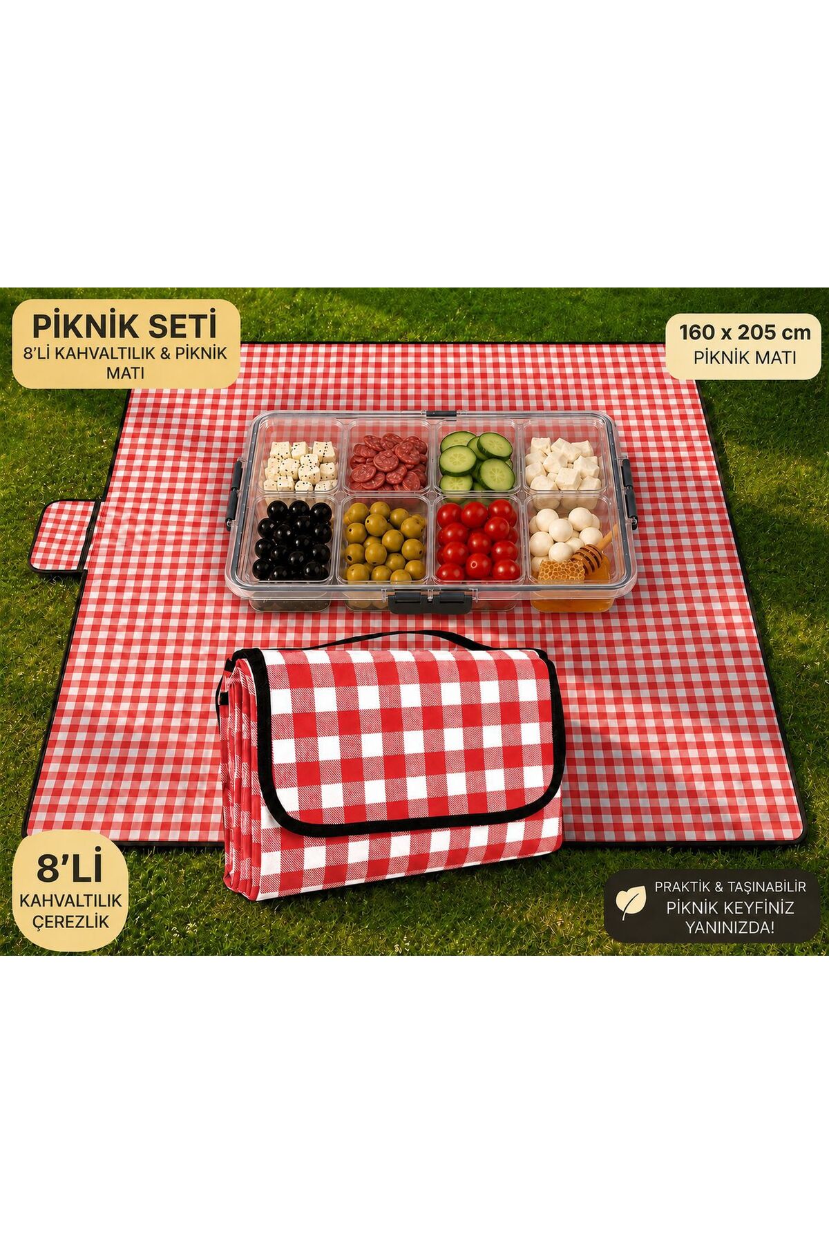 RSC MARKETİM Piknik Örtüsü Kamp Matı Su Geçirmez 160X205 Piknik
