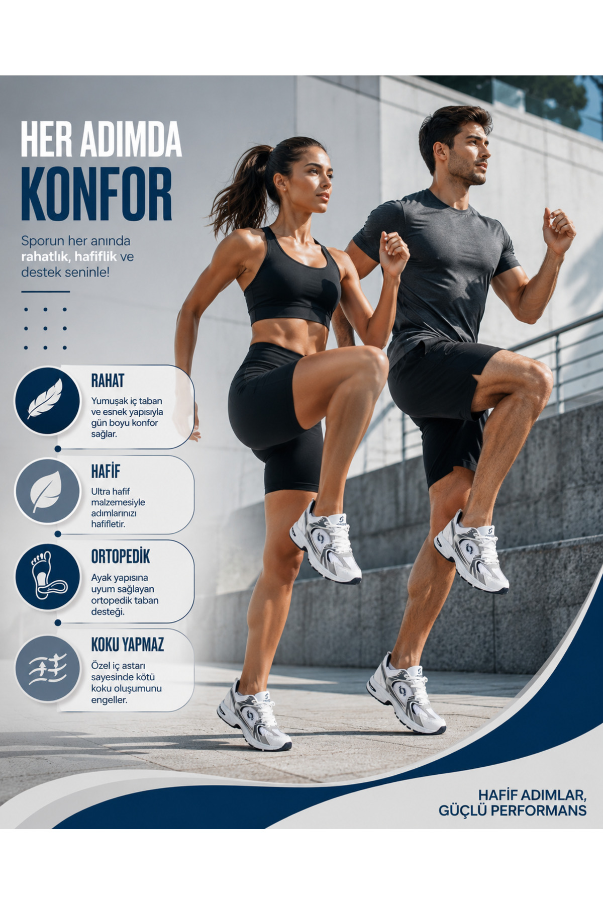 VANONE Unisex Sneaker Rahat Konforlu Ortopedik Günlük Spor Ayakkabı görsel 4